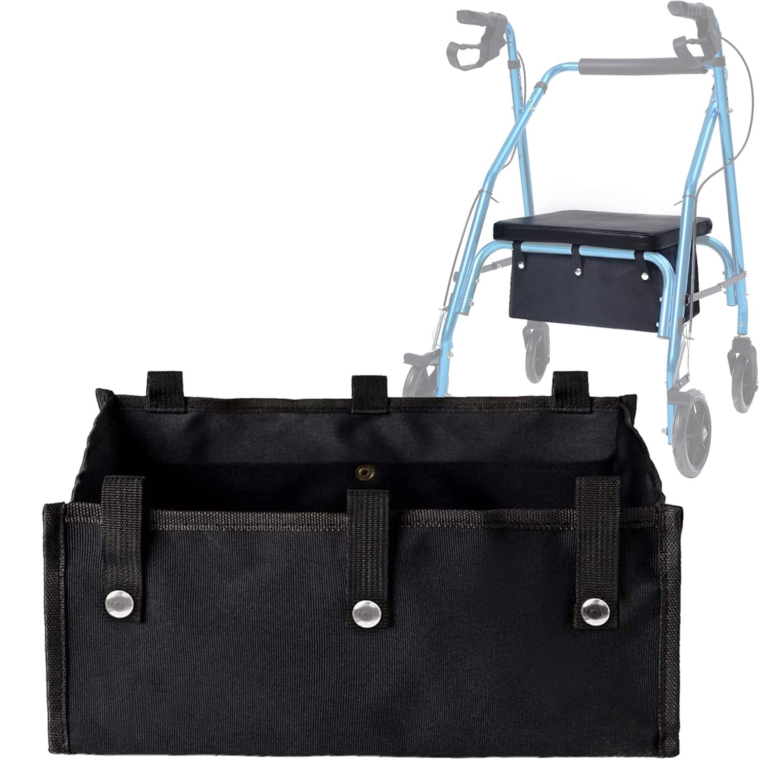 Large Rollator Walker Basket, Under Seat Rollator Bag, Walker Basket for Four...