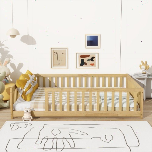 Floor bed Rubber floor bed with fences and safety railings