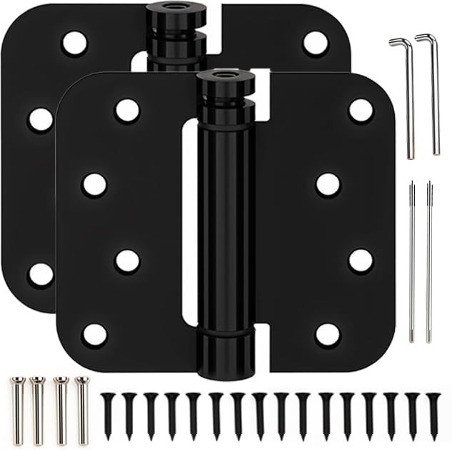 Performore 2 Pack 4Inch x 4Inch Matte Black Spring Loaded SelfClosing Door Hi...