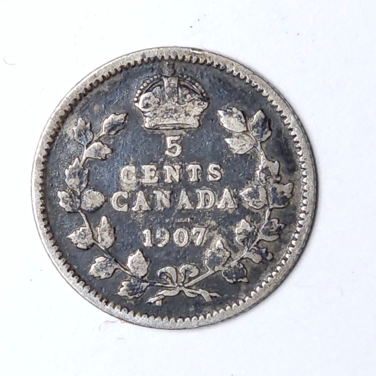 1907 - ND - LOW 7 - Canada 5 five cents SILVER - COMBINE to SAVE - C5-452