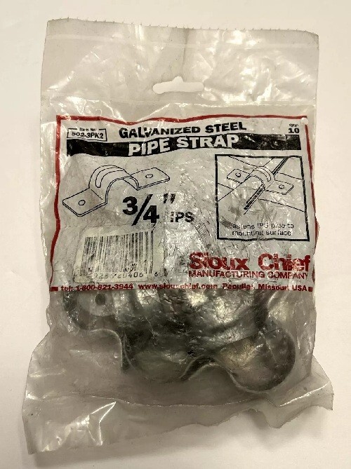 SIOUX CHIEF 502-3PK2 Galvanized Steel Pipe Strap 3/4" IPS - 10PCS - New
