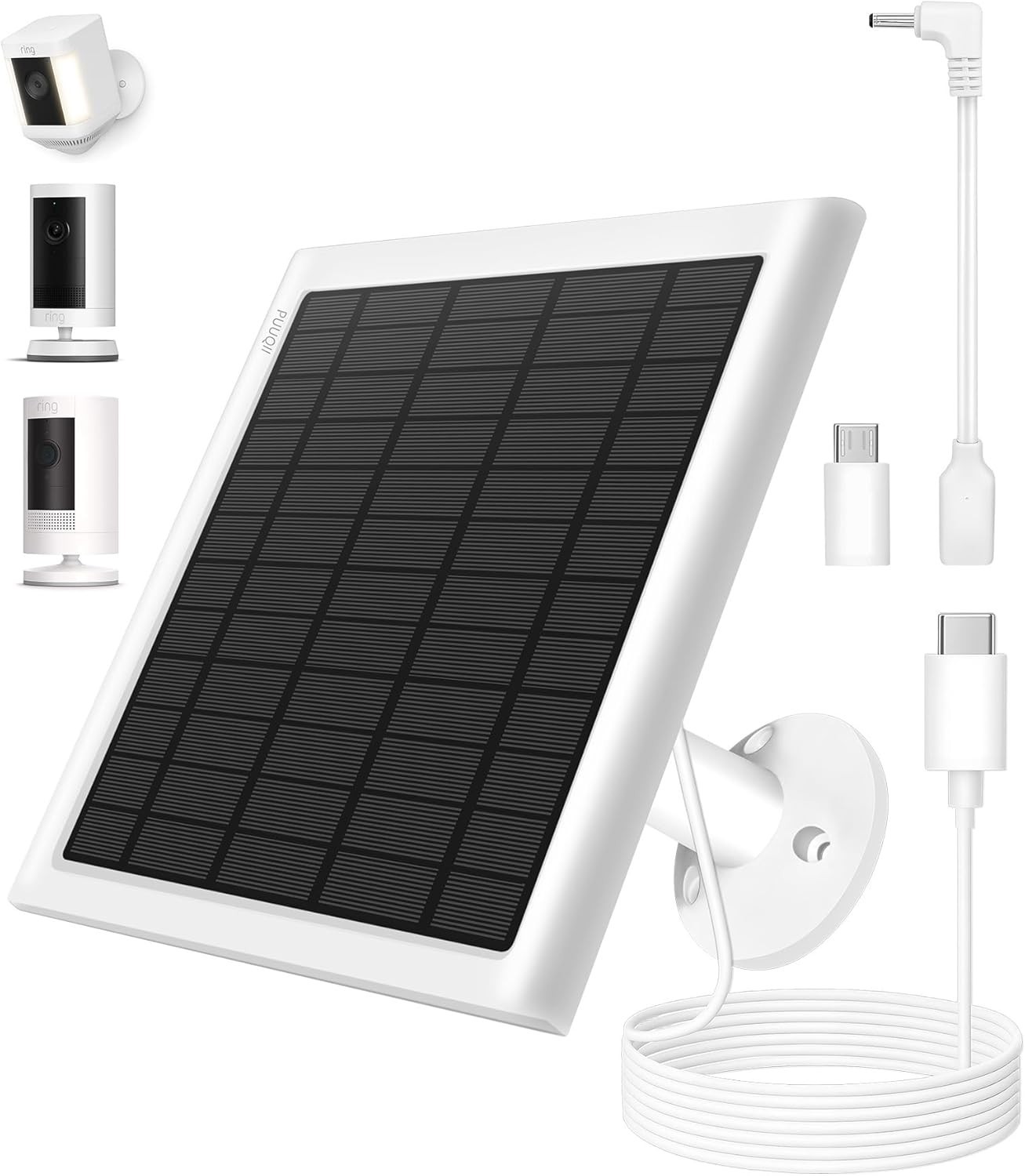 8W Solar Panel Ring Camera 2-Pack Solar Panel Charger Compatible W/ Ring Stick