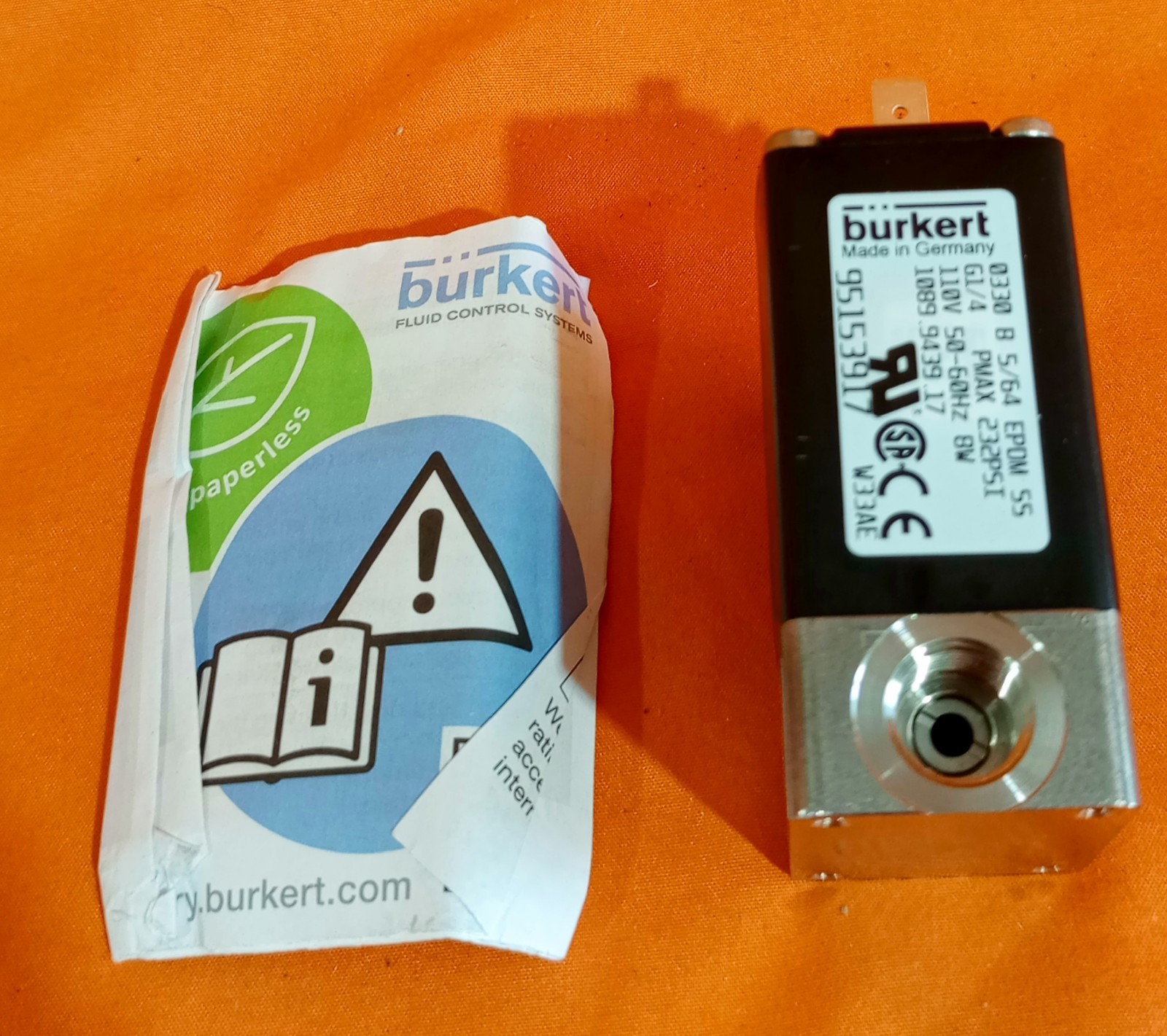 Burkert/Atlas  Copco 1089943917 0330 B 5/64 EPDM SS Solenoid Valve