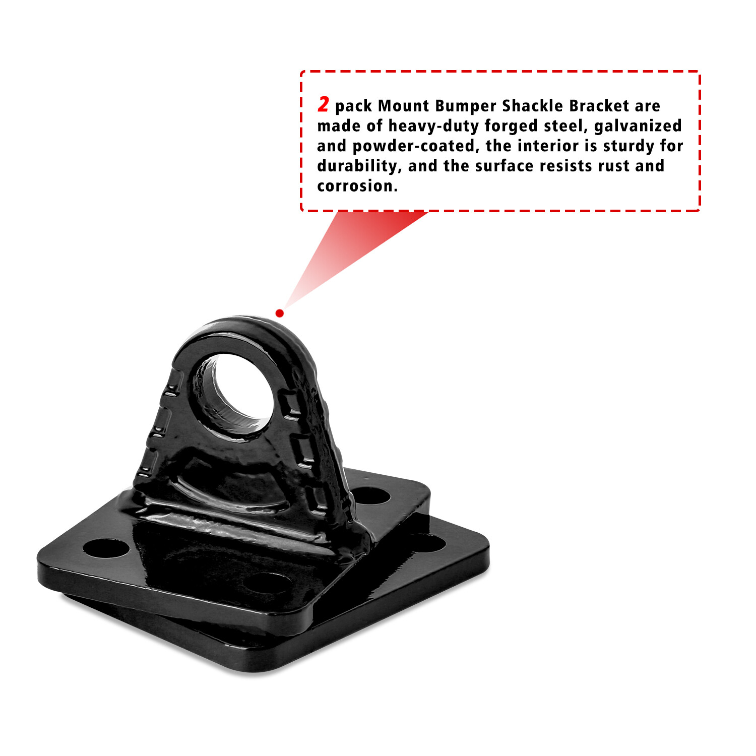 2 Pack D-Ring Shackle Mounts w/Backer Plate Bolt on Clevis Mount Bumper Bracket