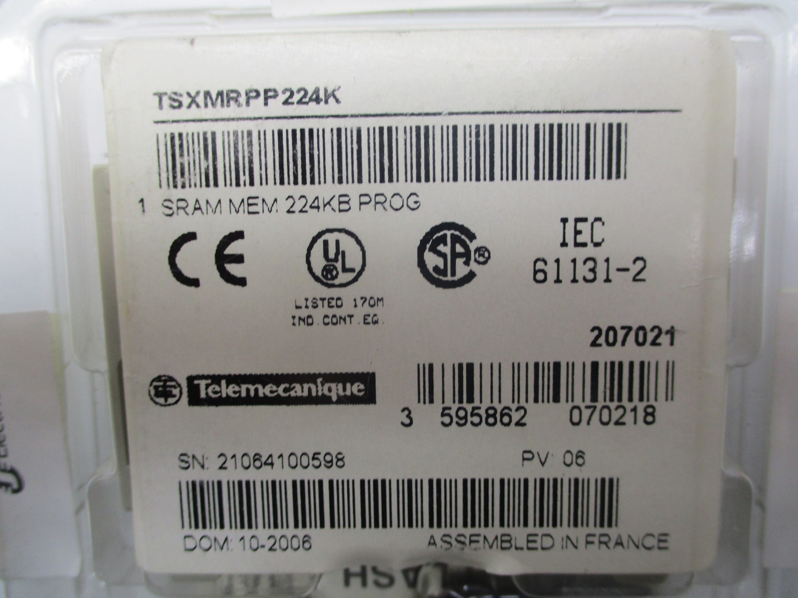TELEMECANIQUE TSXMRPP224K RAM MEMORY CARD NSMP