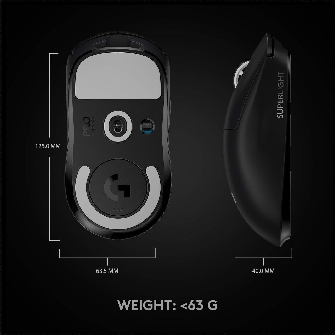Logitech G PRO X Superlight Wireless Gaming Mouse, Ultra-Lightweight - Black