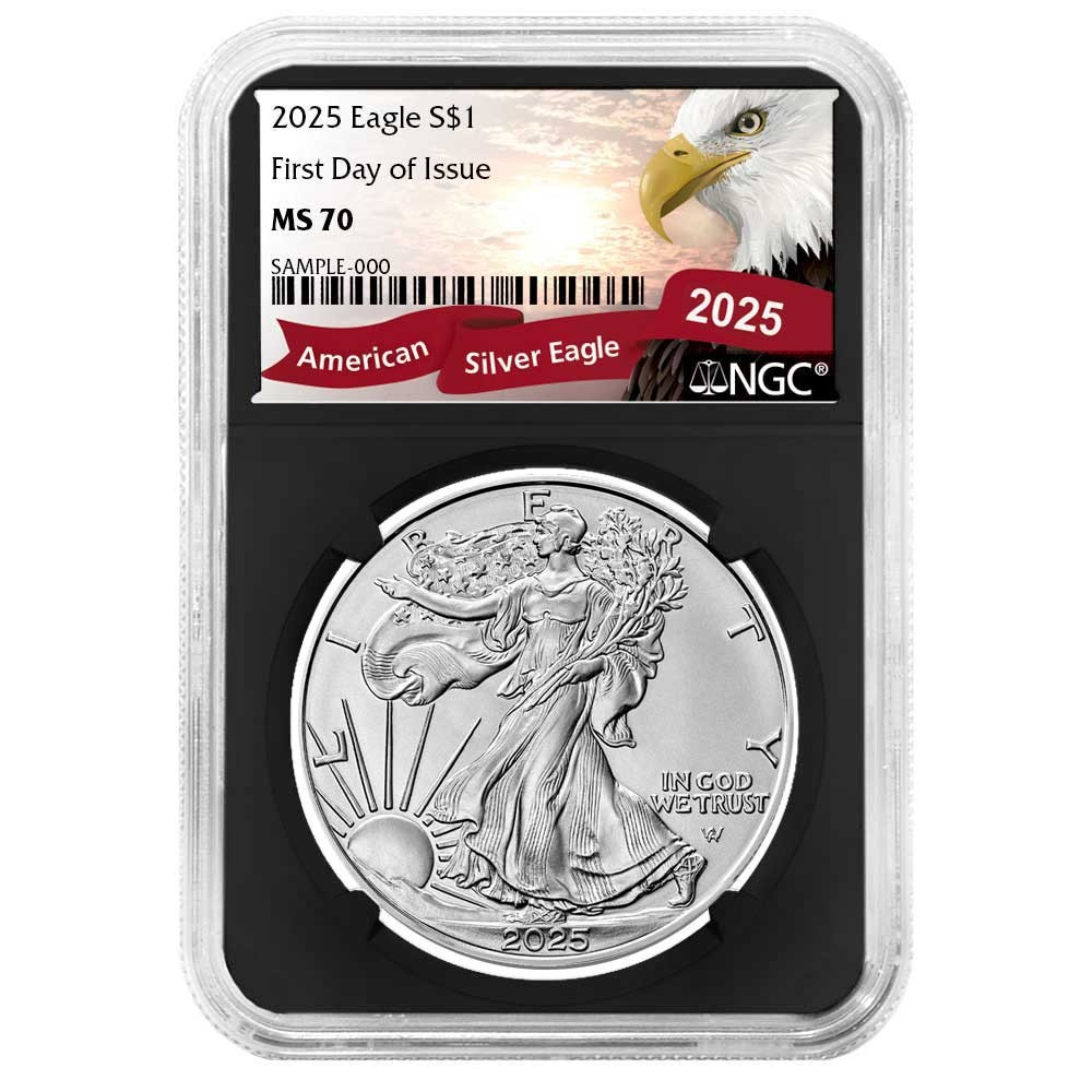 2025 $1 1-oz American Silver Eagle NGC MS70 FDI Exclusive Eagle Label Black Core