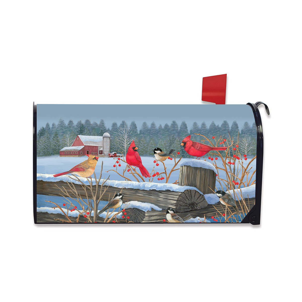 Briarwood Lane Birds of Winter Cardinals Mailbox Cover - Standard Size
