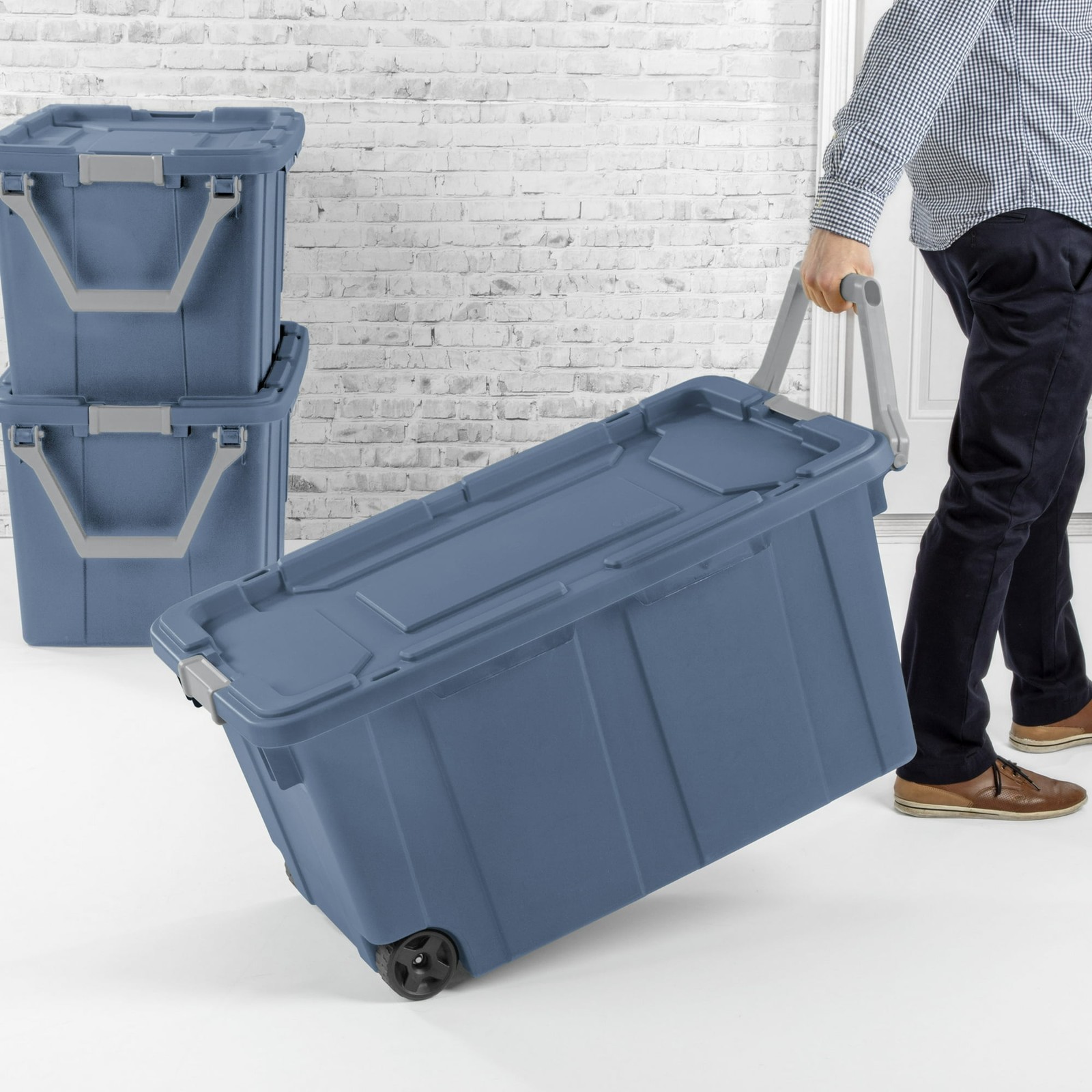 Sterilite Extra-Large Wheeled Industrial Storage Bin, 40 Gallon, 2pack