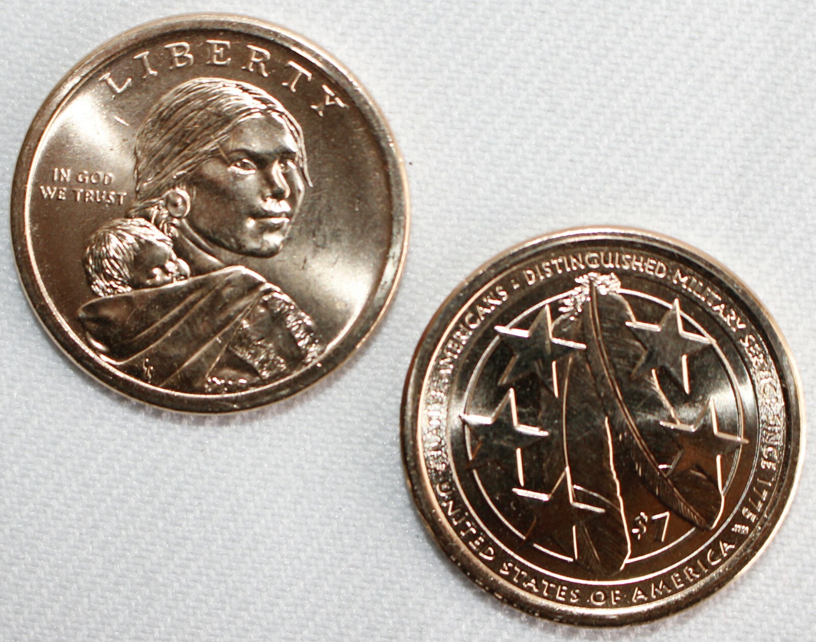 2 Coin Lot 2021 P & D Sacagawea Native American Dollar $1 Coins Military Service