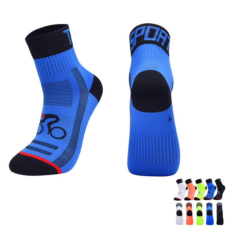 Pro Mens Womens Road Cycling Riding Bicycle Bike Sports Ankle Socks MTB BMX Blue