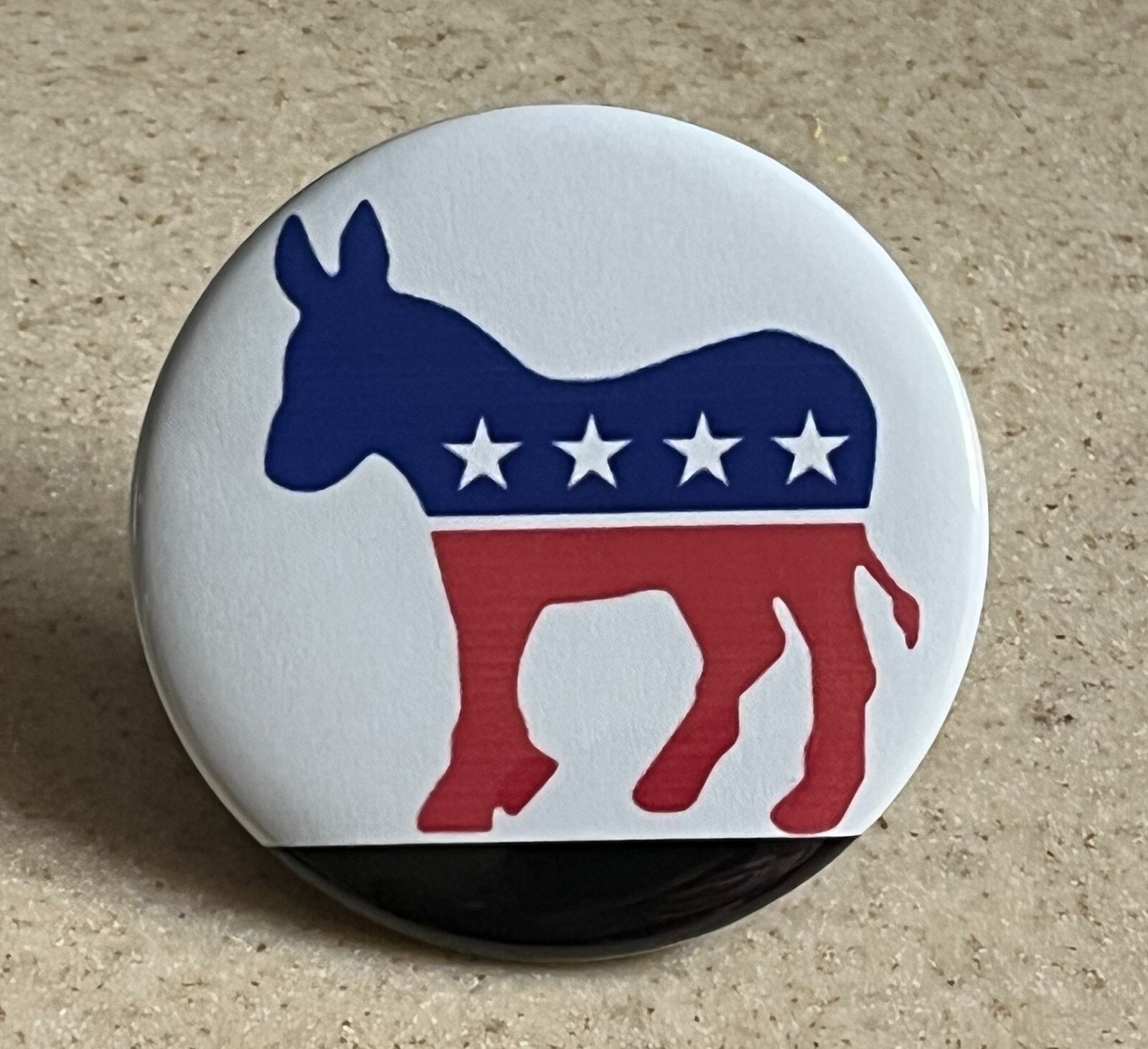 Democratic Donkey  Pin-Back Button, 2 1/4 inch.