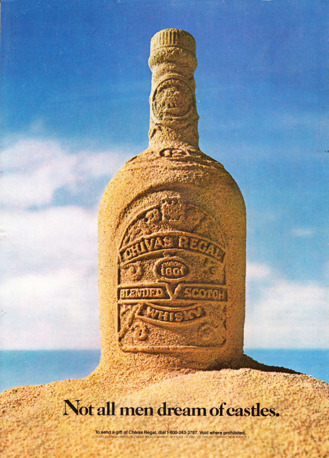 CHIVAS REGAL WHISKY AD #4 1986 VINTAGE "NOT ALL MEN DREAM OF CASTLES?" BACK COV