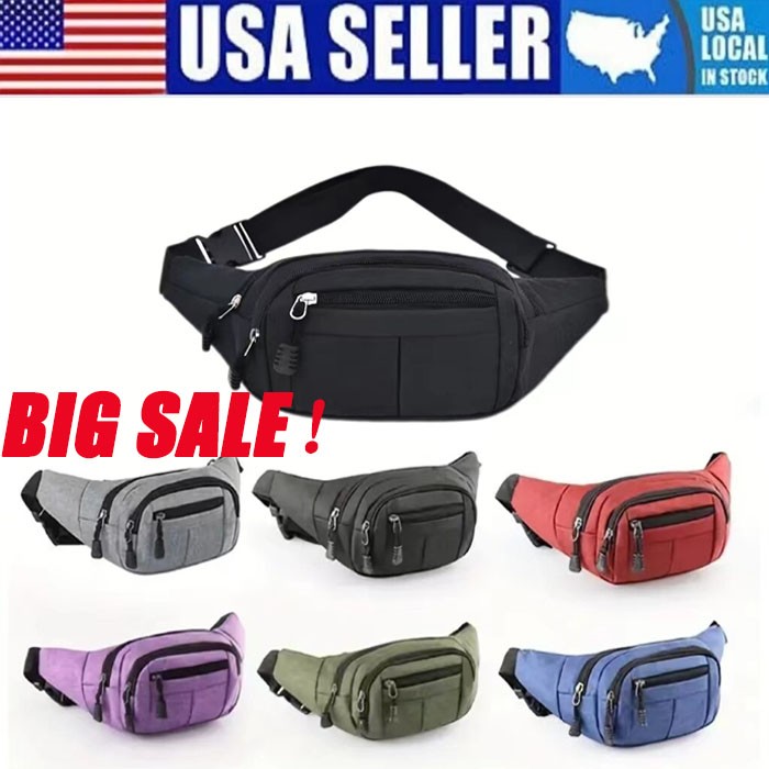 Men Women Fanny Pack Belt waist Bag Cross body Sling Shoulder Travel Sport Pouch
