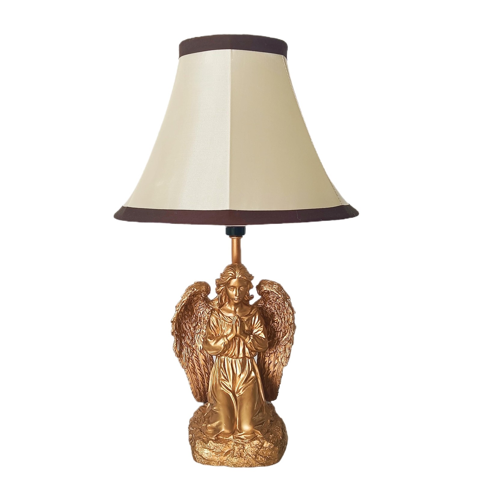 Aotmkj Praying Memorial Angel Desk Lamp,Hand-Painted Resin Prayer Gold