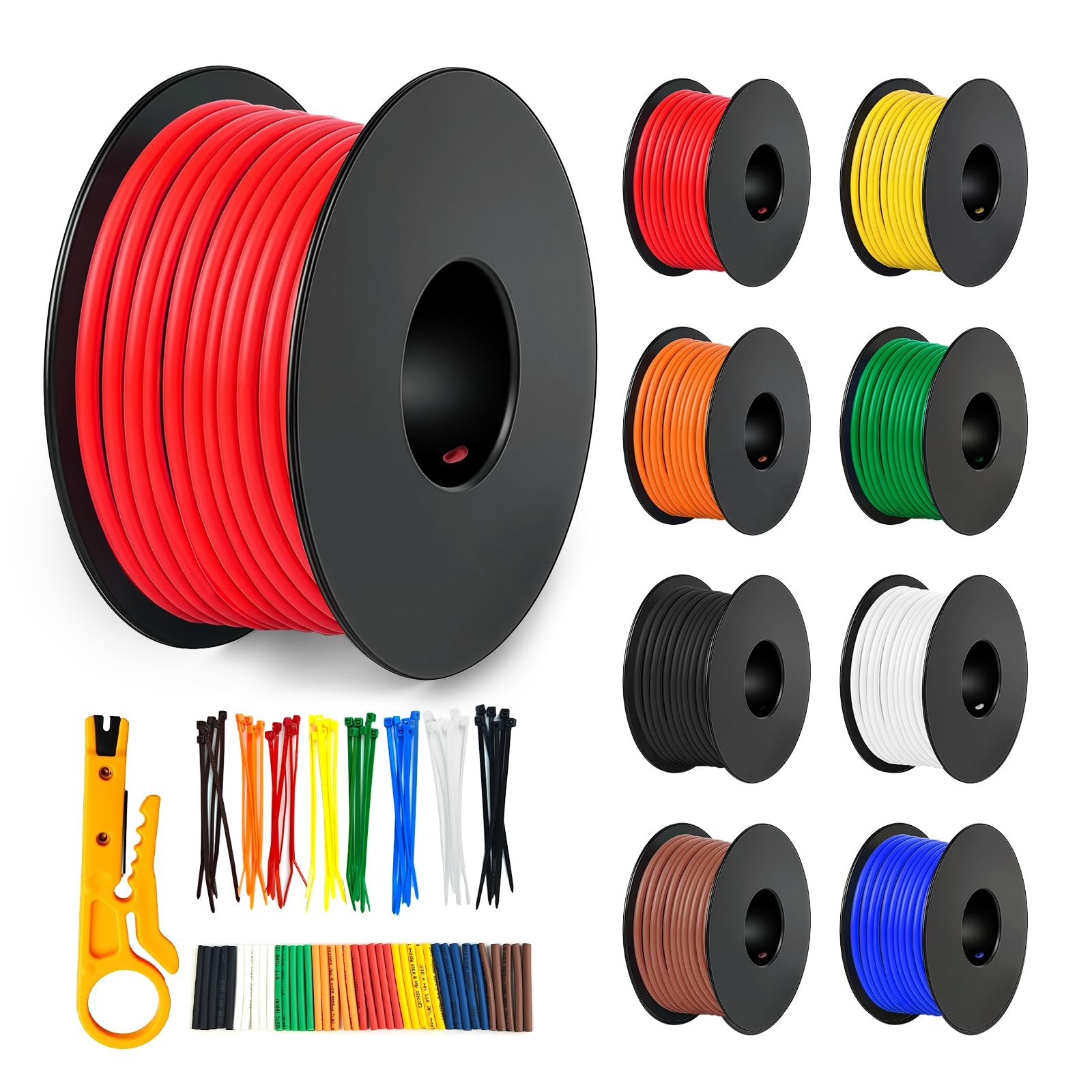 20 Gauge Stranded Wire Kit, 10ft Each 8 Colors 20AWG Silicone Electrical Wire...