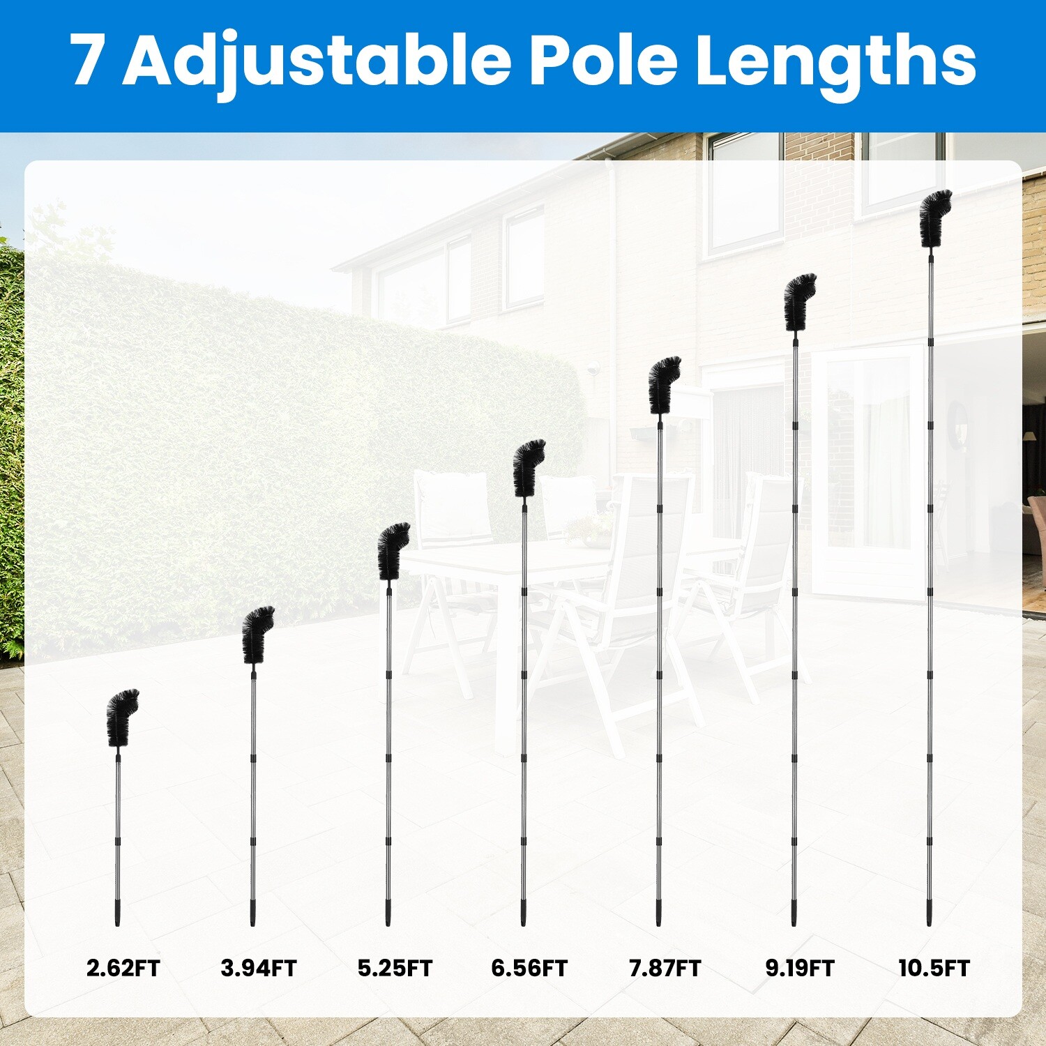 11.5FT Telescoping Gutter Cleaning Brush Extendable Guard Roofing Cleaner Tool