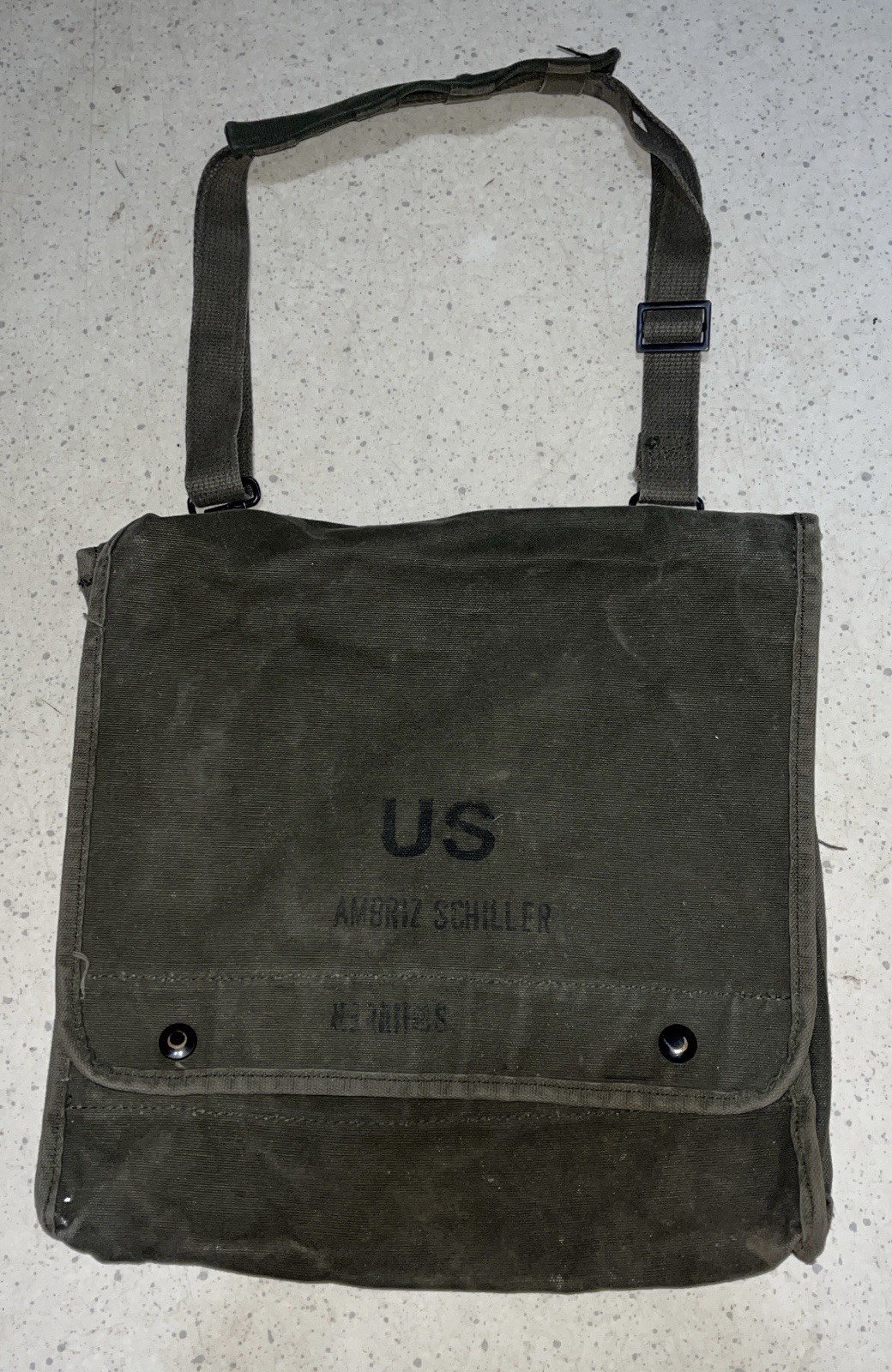 Vintage US Military Army Map Photograph Canvas Dispatch Field Bag Case Satchel