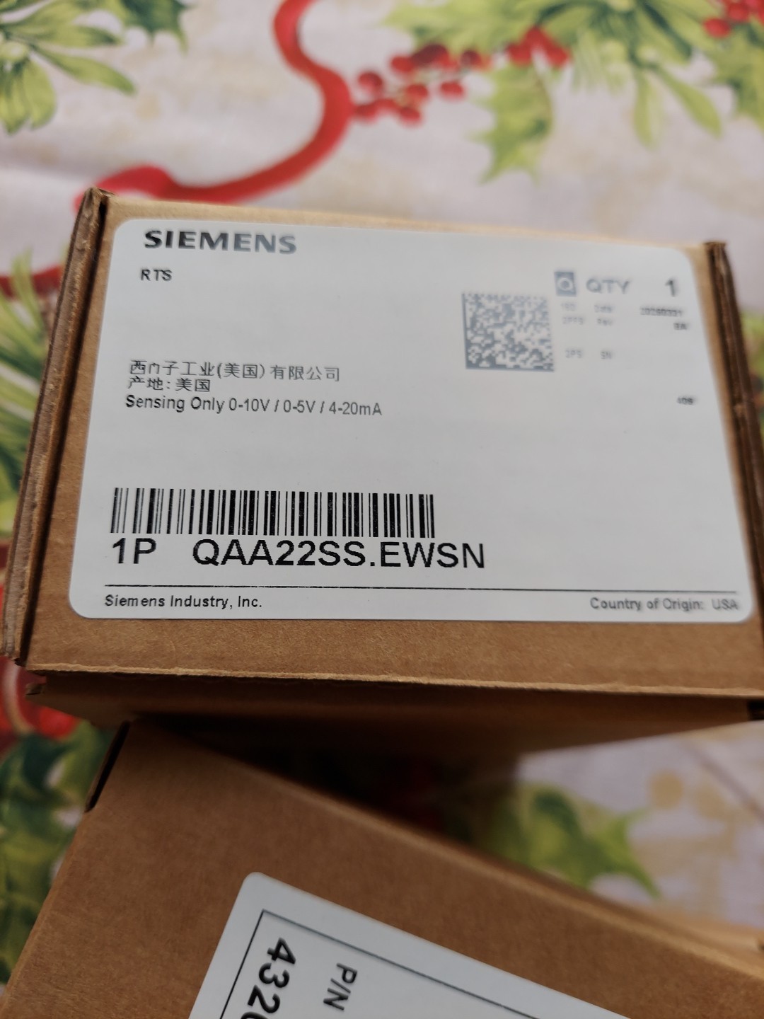 SIEMENS QAA22SS.EWSN ROOM TEMPERATURE SENSOR RTS  NEW