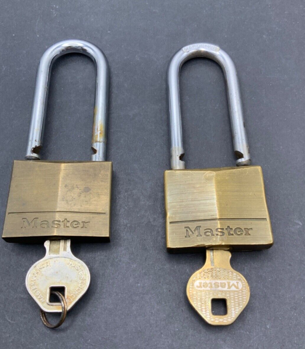 Lot Of (2) Master Lock #140 Long HARDENED Shackle