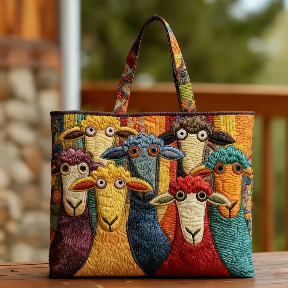 Quilted Embroidery Canvas Tote Bag Shopping Travel Women Casual Lifestyle Bag 22