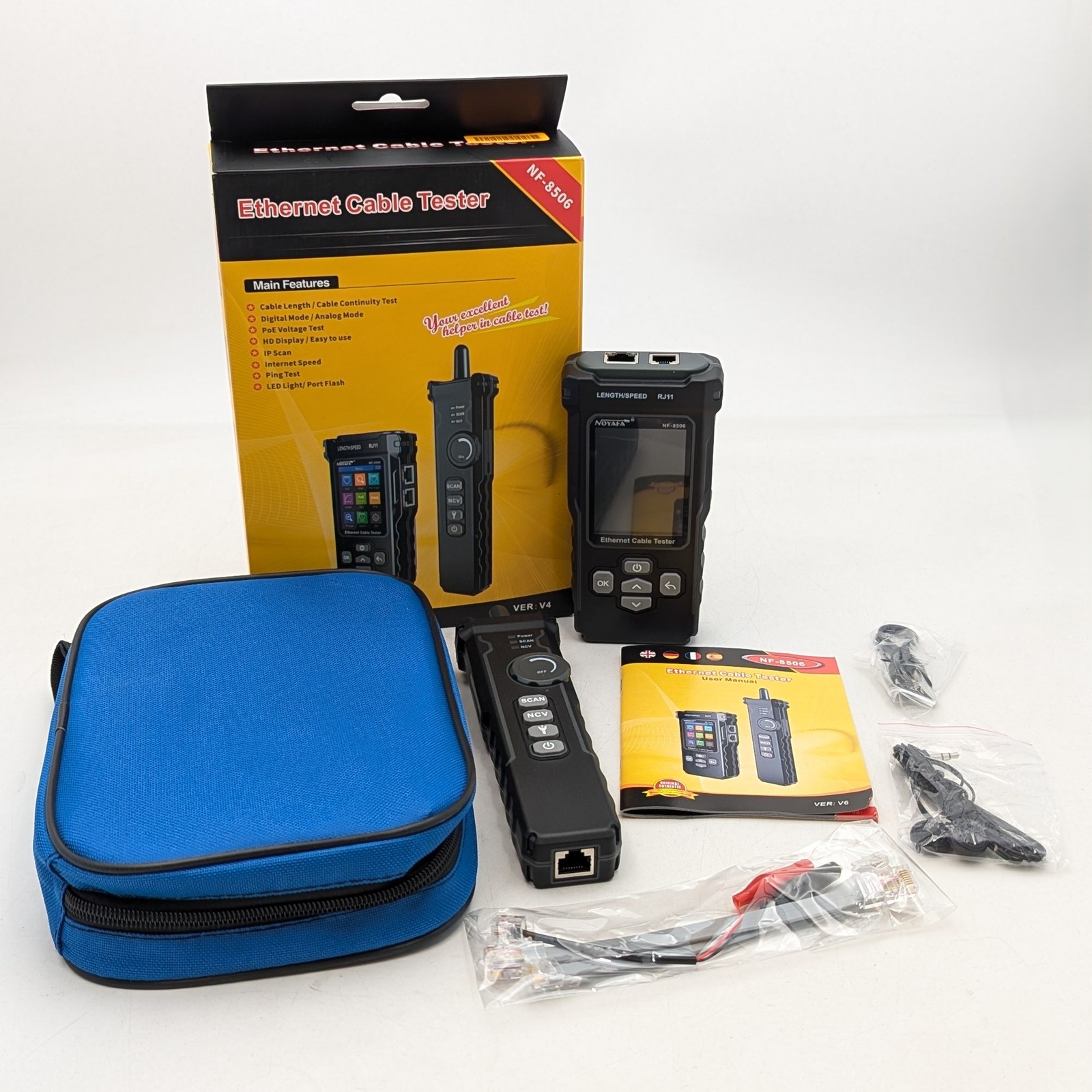 NOYAFA Ethernet CAT5 CAT6 Network Cable Tester w/Bag (NF-8506) Black