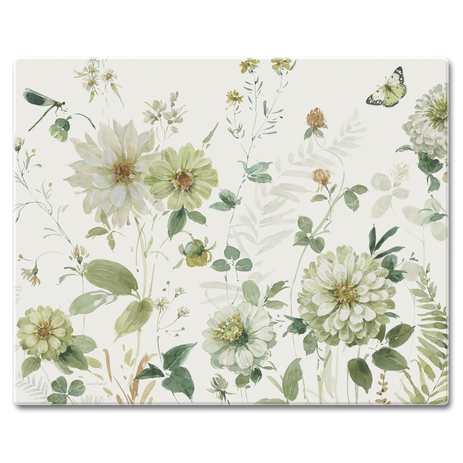CounterArt Green Fields 3mm Tempered Glass Cutting Board 15” x 12” S