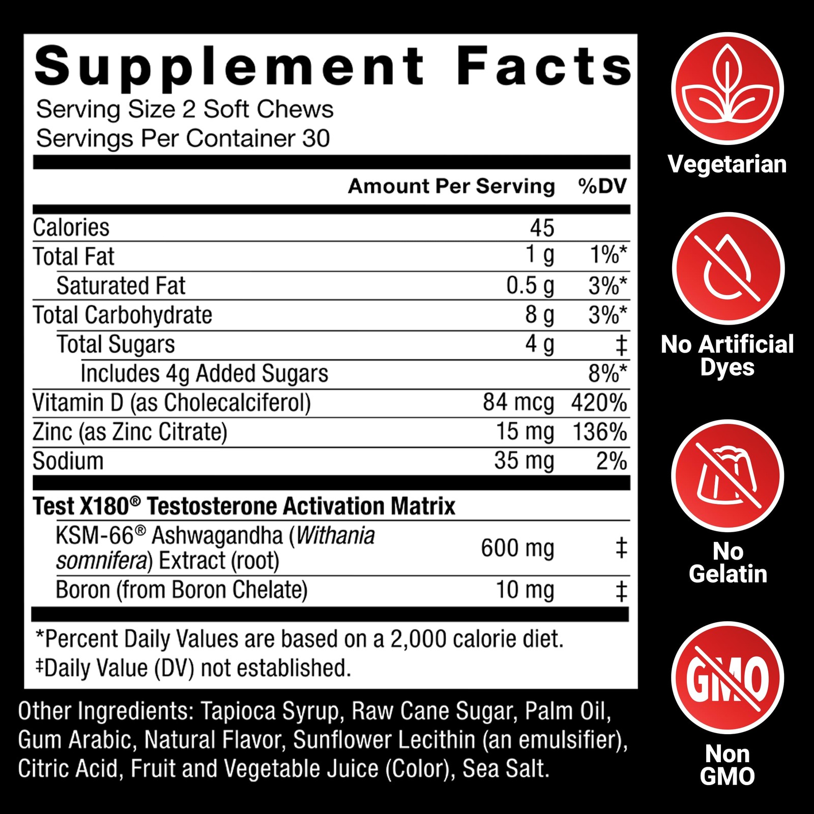 Force Factor Test X180 Testosterone Support For Men Clinically Studied Ksm-66