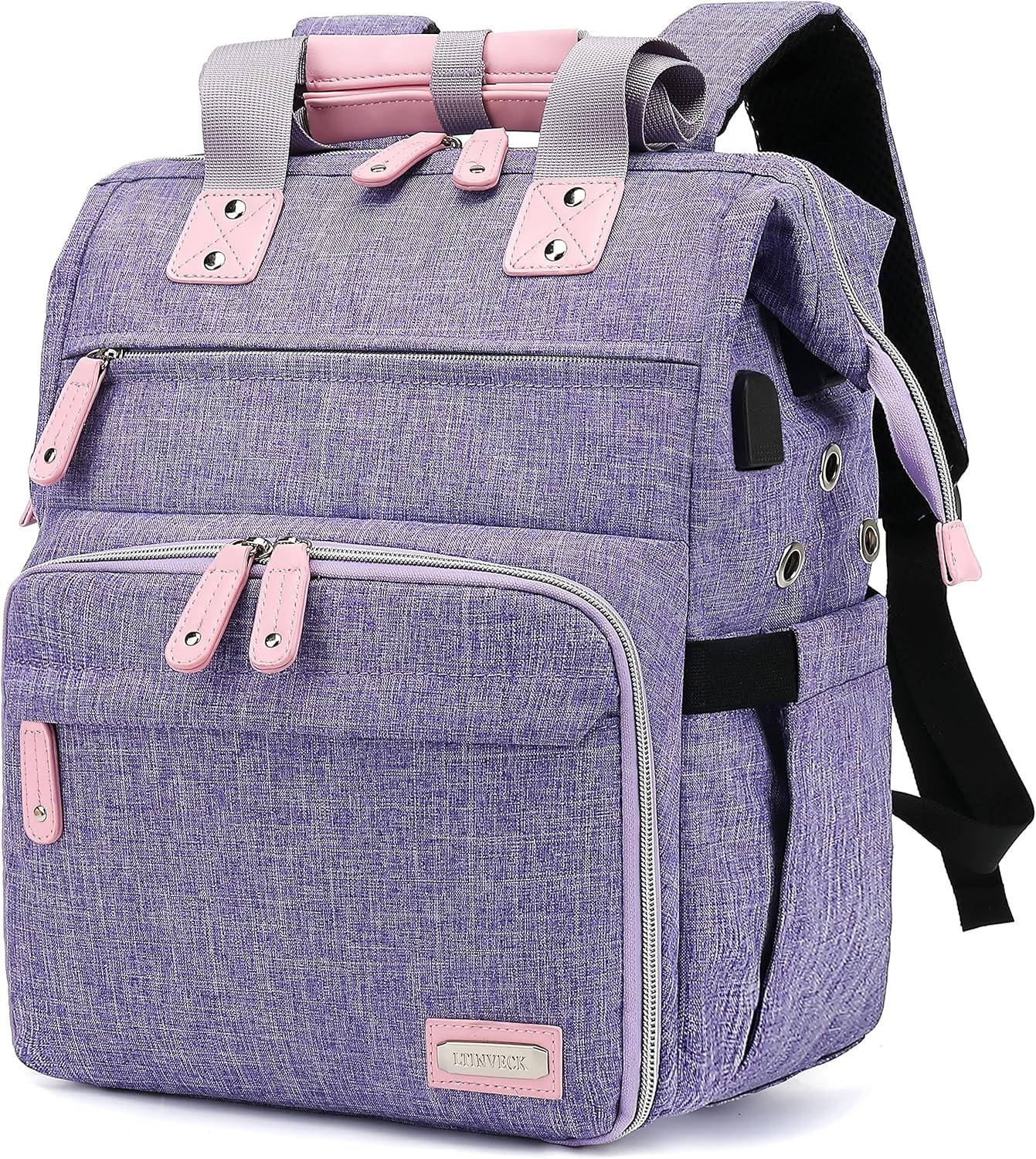 Crochet Backpack,Knitting Bag Backpack Yarn Storage Organizer Travel Purple