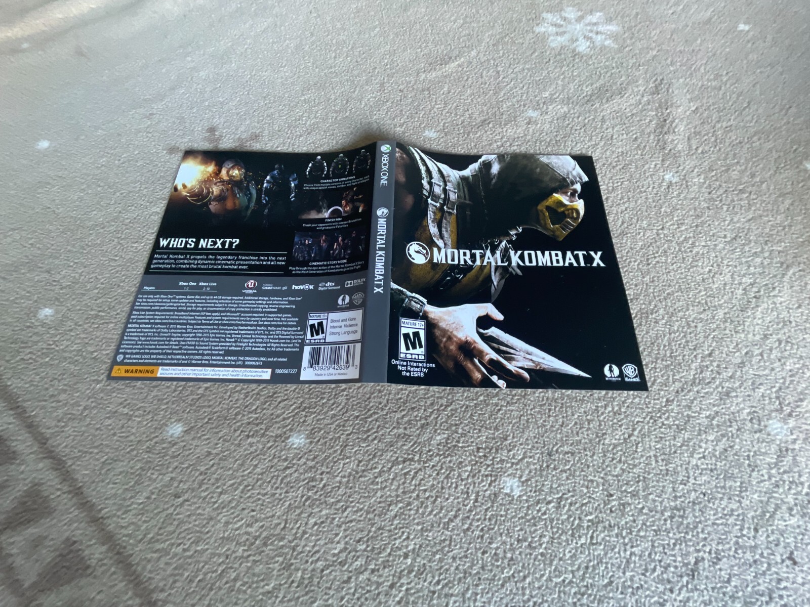 Original Cover Art Only - Xbox One - Mortal Kombat X