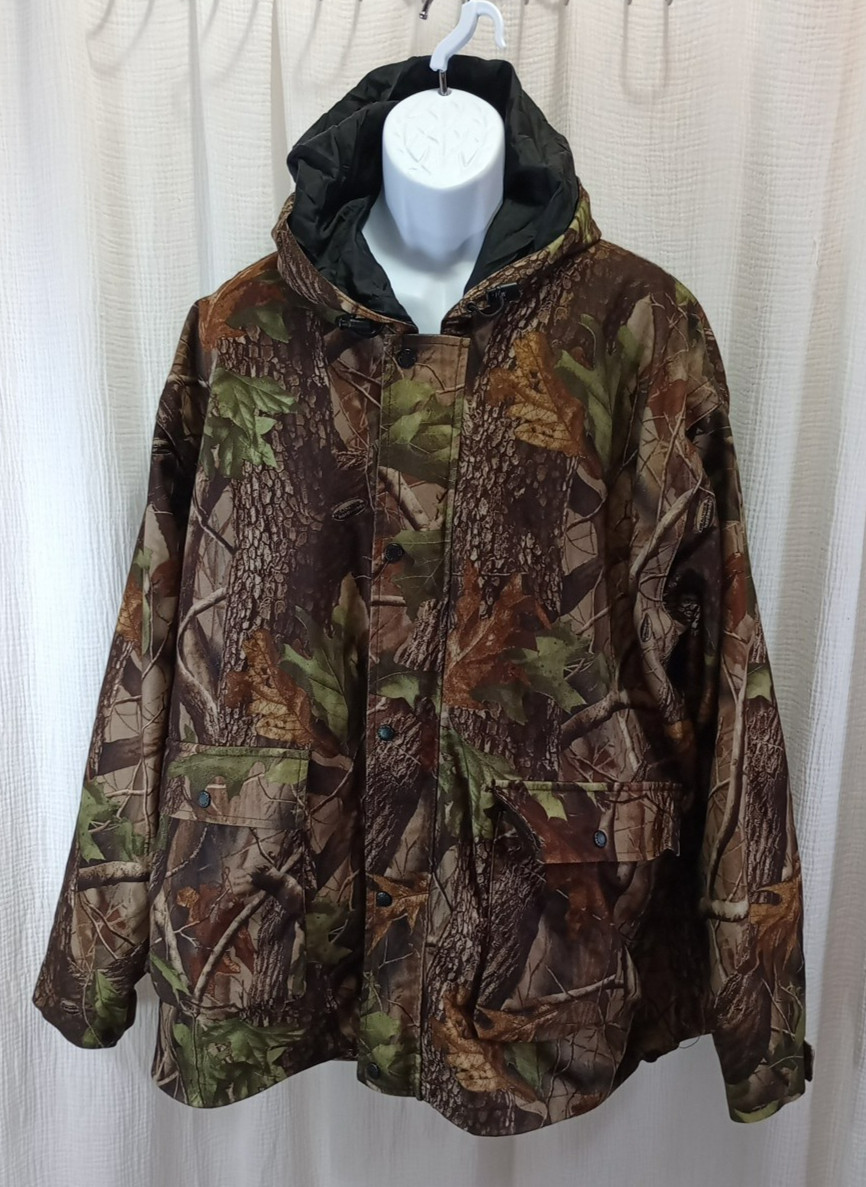 Stern's Jacket Men's Size 2XL Realtree Camo Dry Wear Pockets Hooded Snap Zip