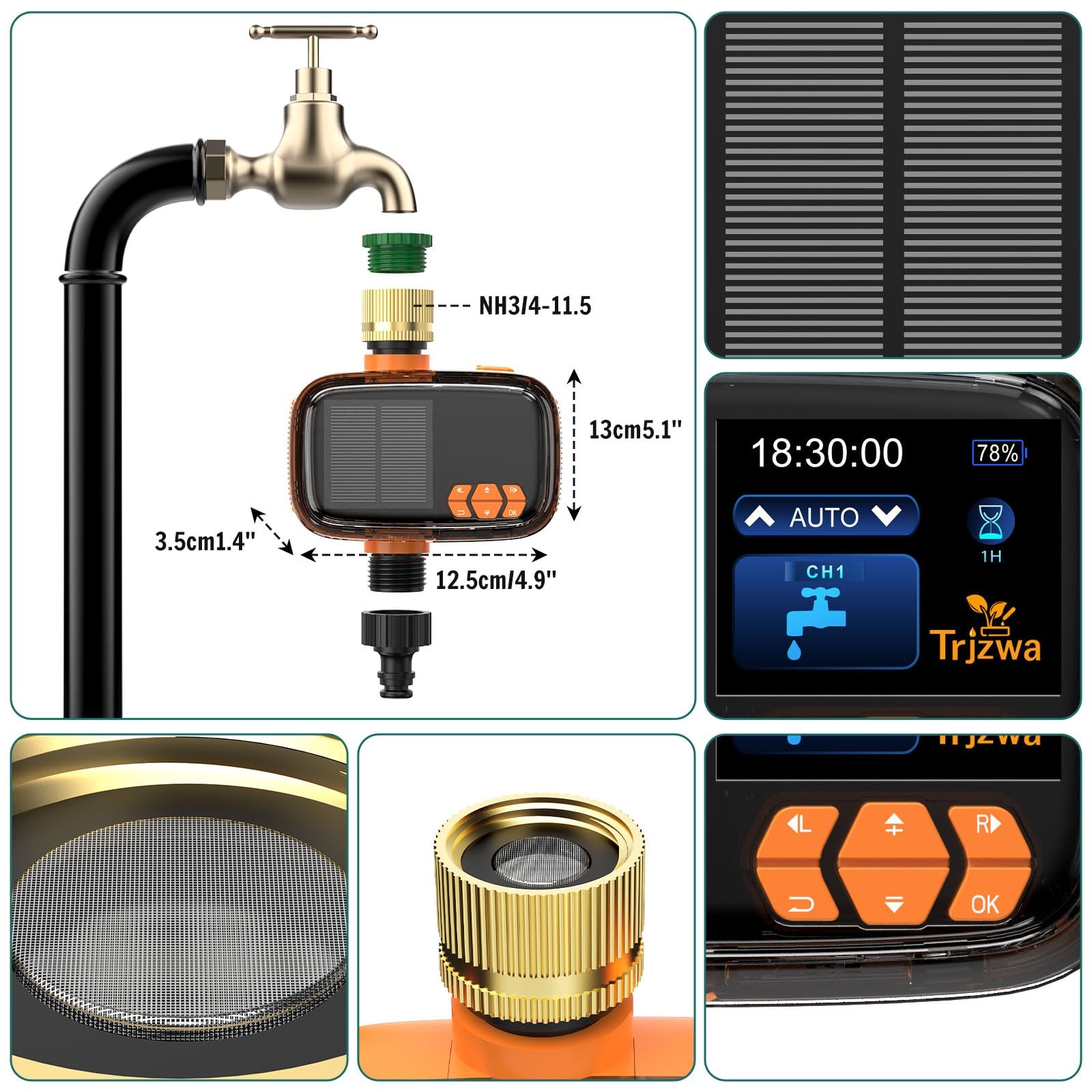 Solar Sprinkler Timer Water Timer, Irrigation System for Garden Hose Solar&Usb-