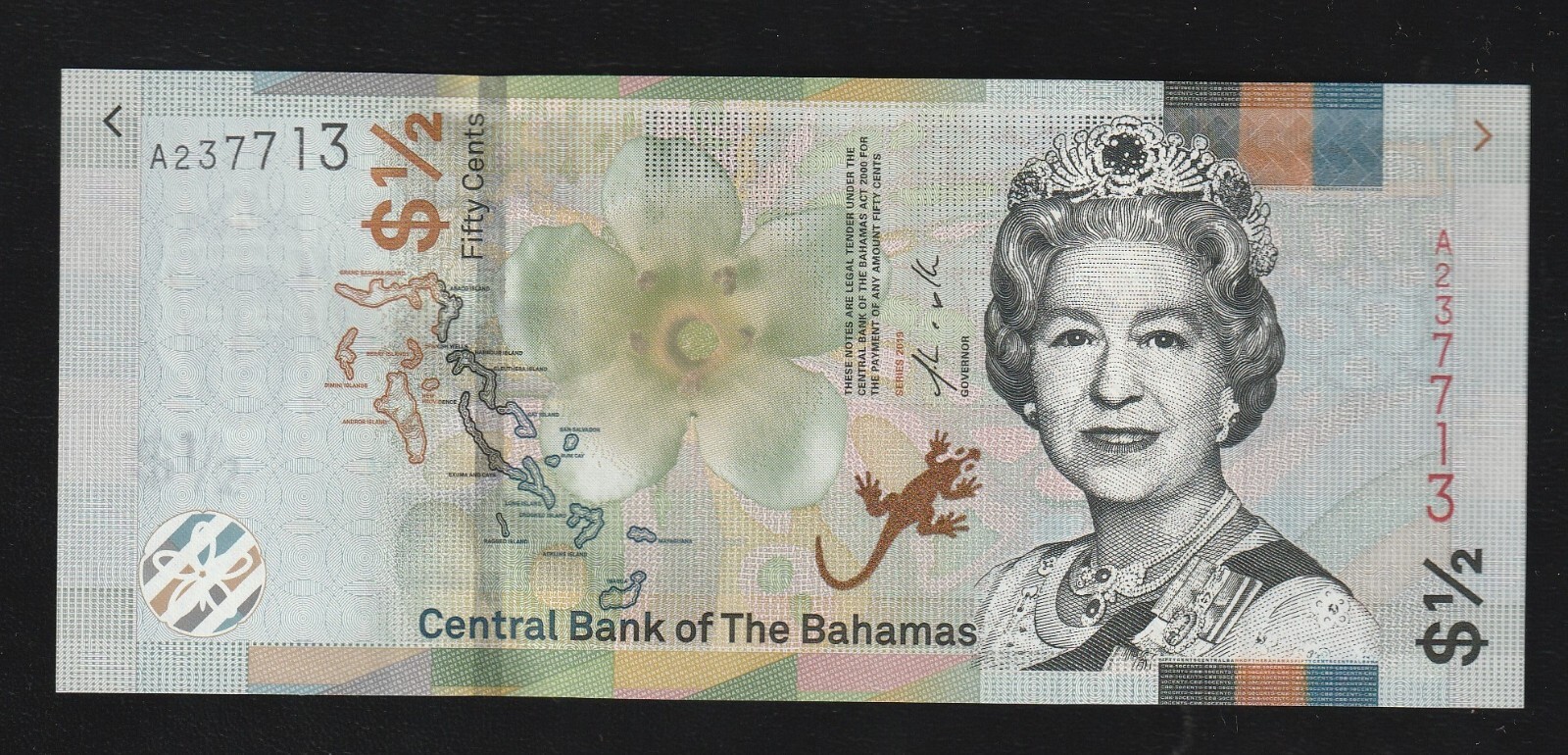 Bahamas, 1/2 dollar (50 cents), 2019, P-76, QEII, UNC Banknote, Serie-A23
