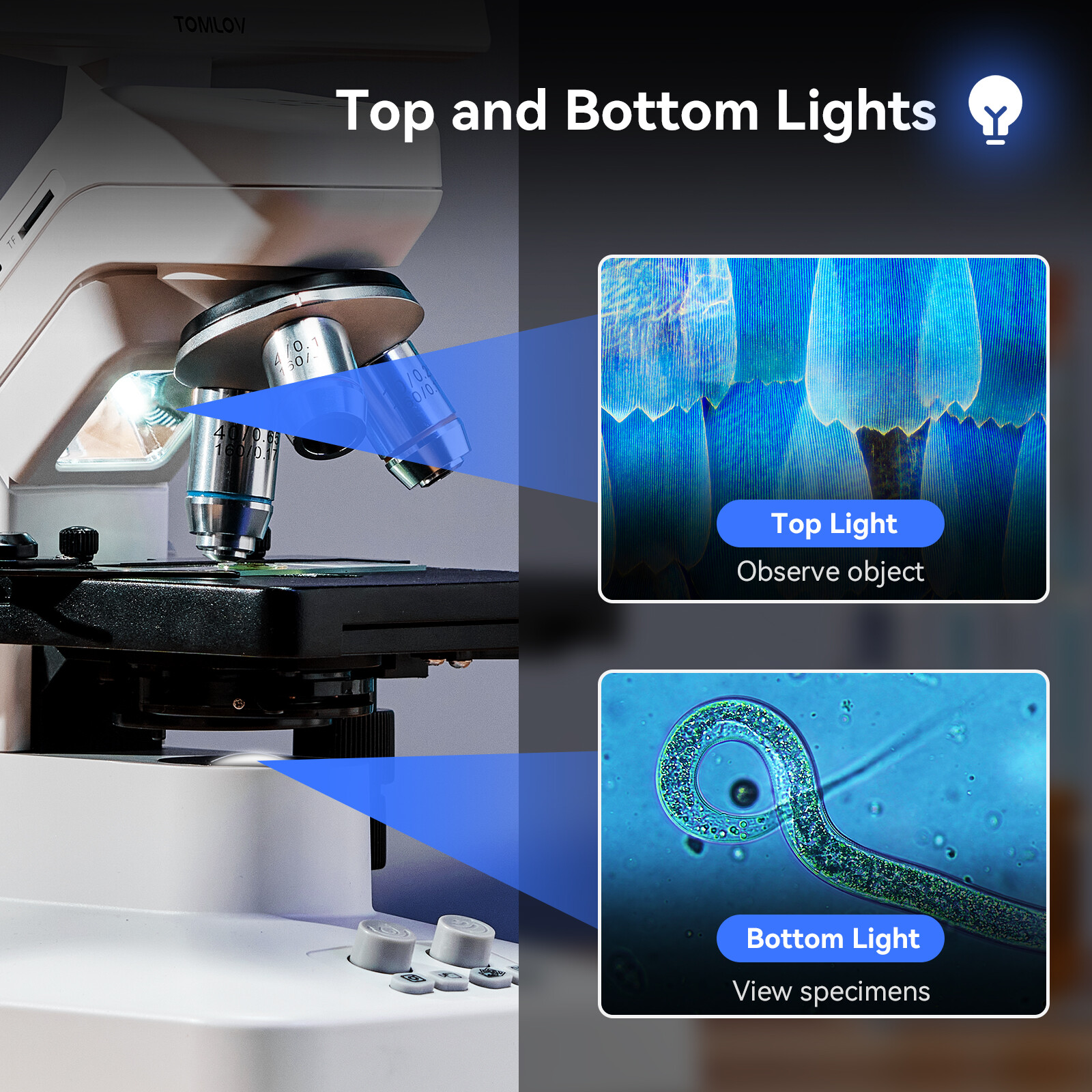 TOMLOV DM301 Max 7" Digital Lab Microscope 1200X Wireless Biological Microscope