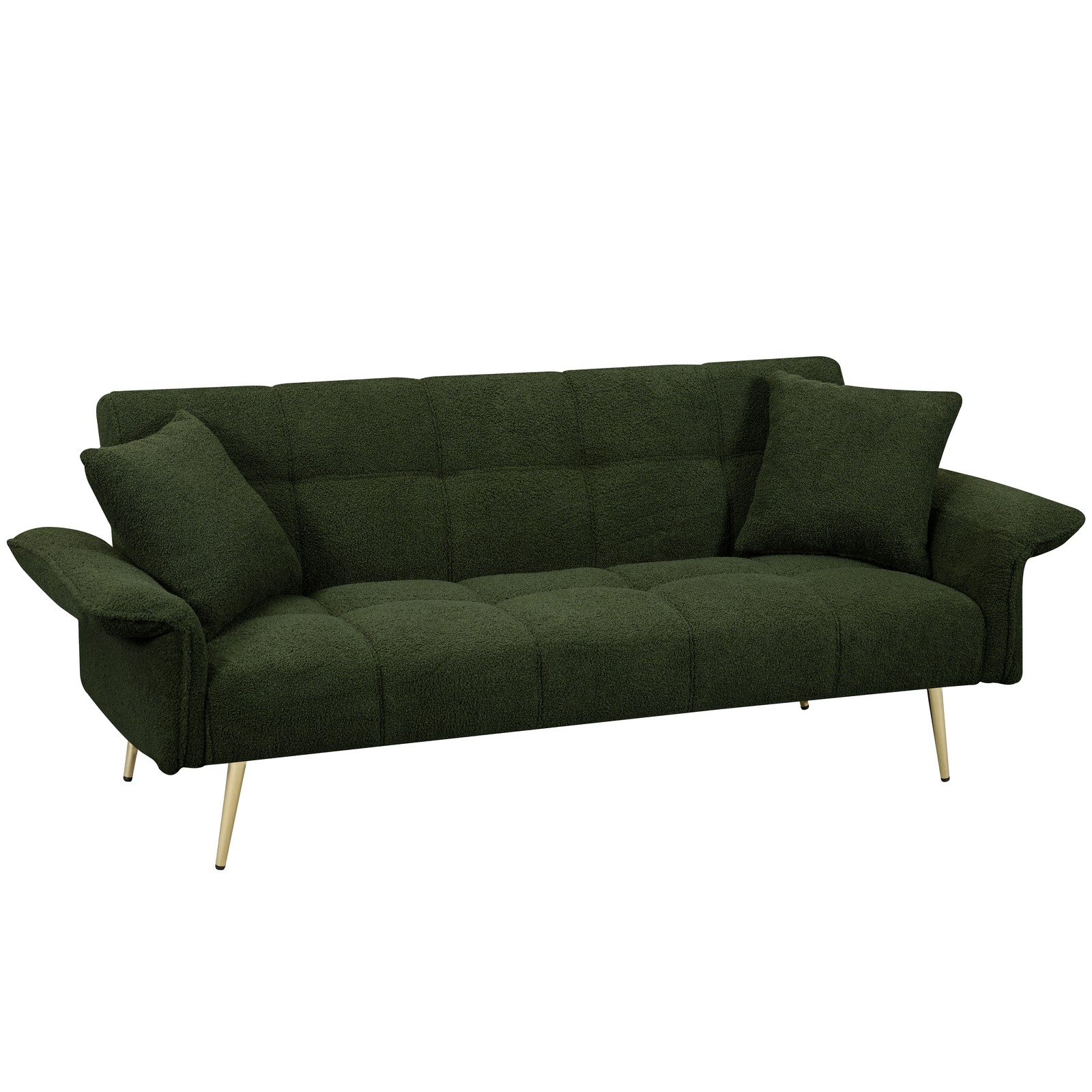70.1 "futon sofa bed, convertible double sofa bed with folding armrests for li