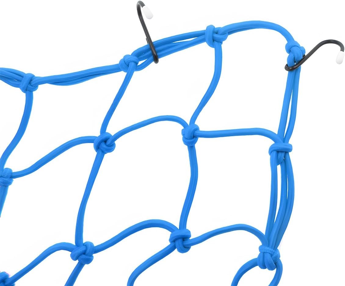 15 "x15 Elastic Motorcycle Cargo Net, Heavy Duty Bungee Net with 6 Blue