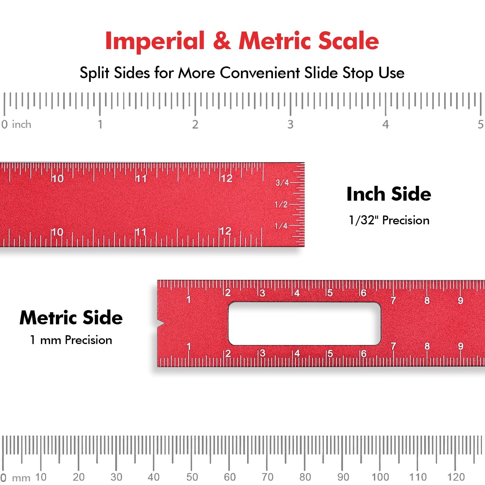 Draxzor 3PCS Woodworking Ruler Set, Precision Measuring Tool for Layout Red