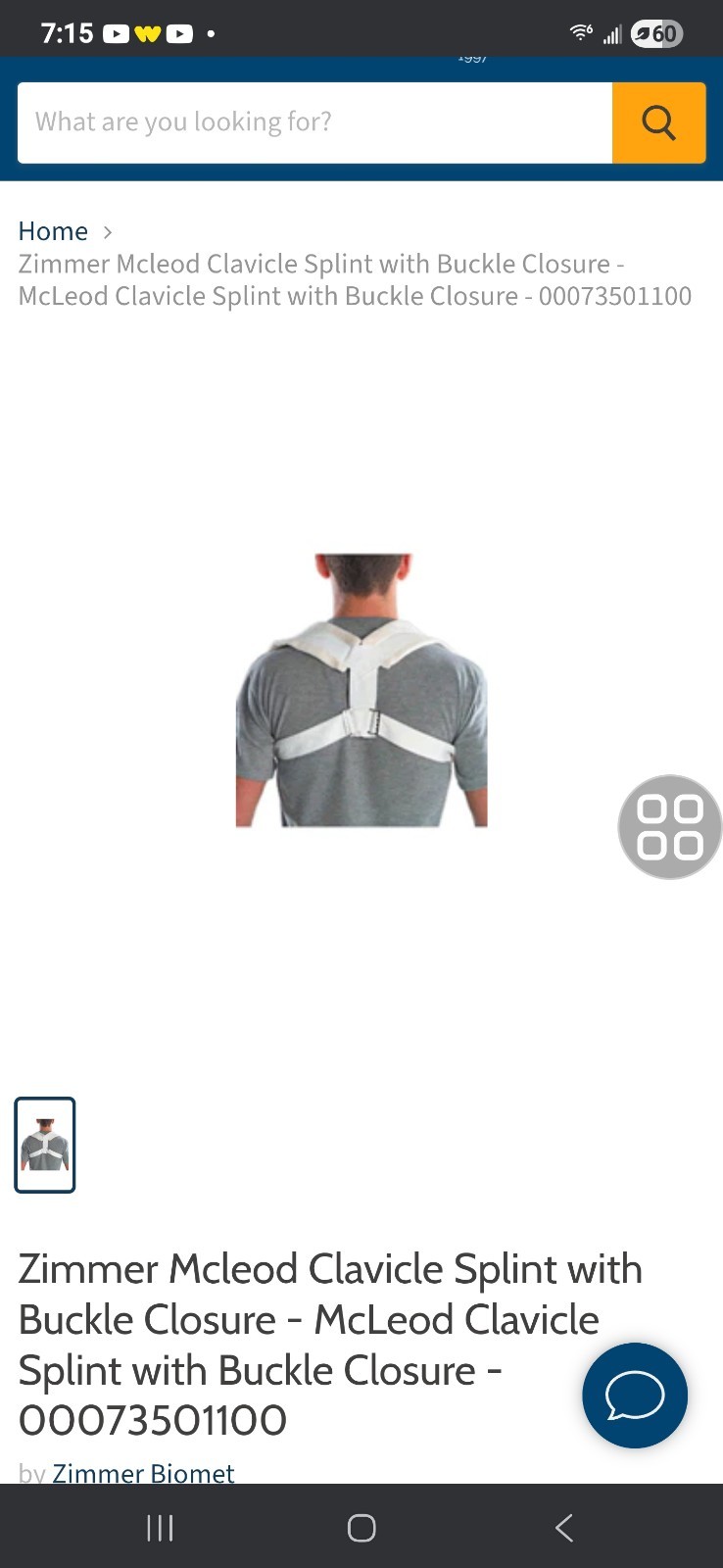 Zimmer 735-03 Mcleod Padded Clavicle Splint Medium