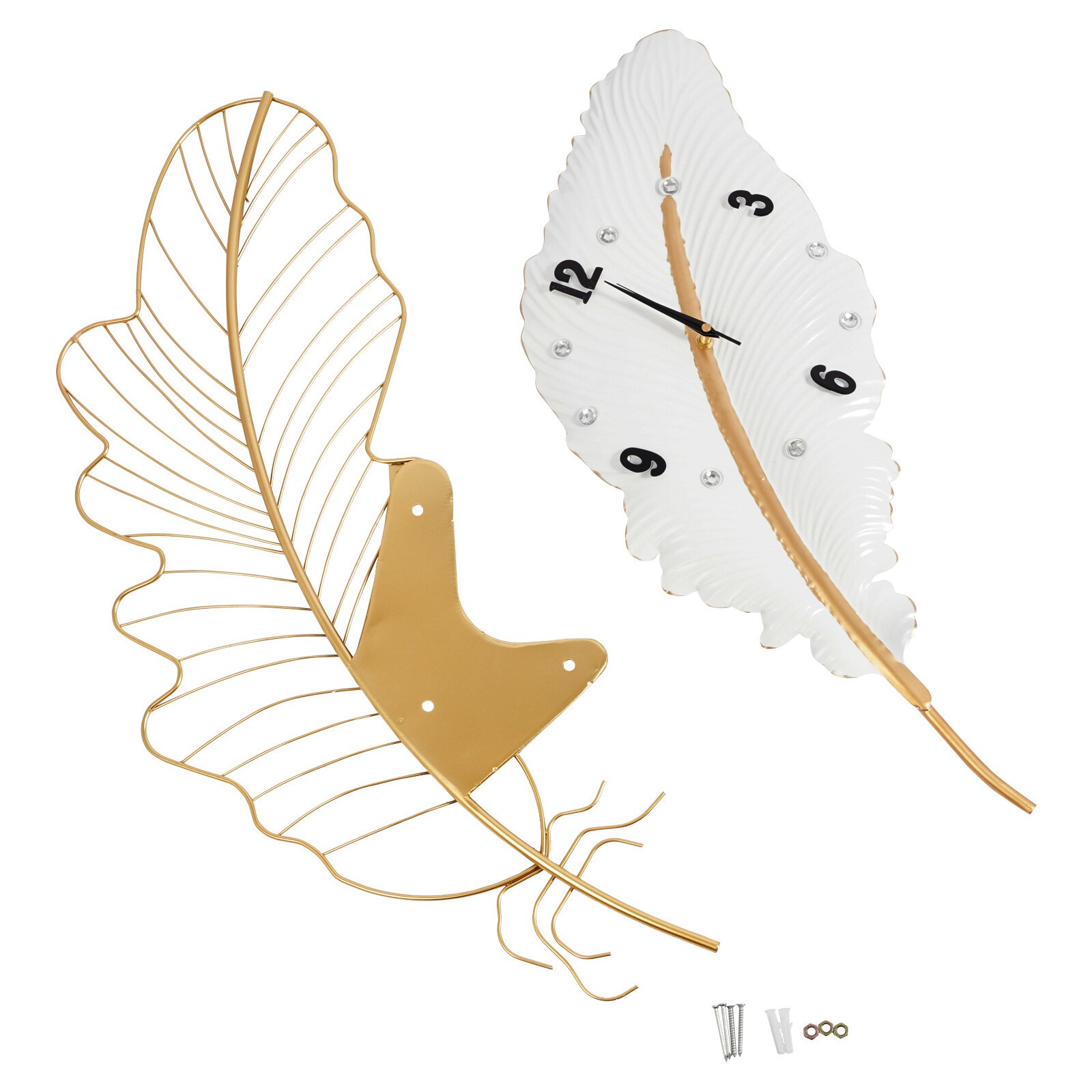 Feather-Shaped Wall Clock - Modern Design for Indoor & Outdoor Use