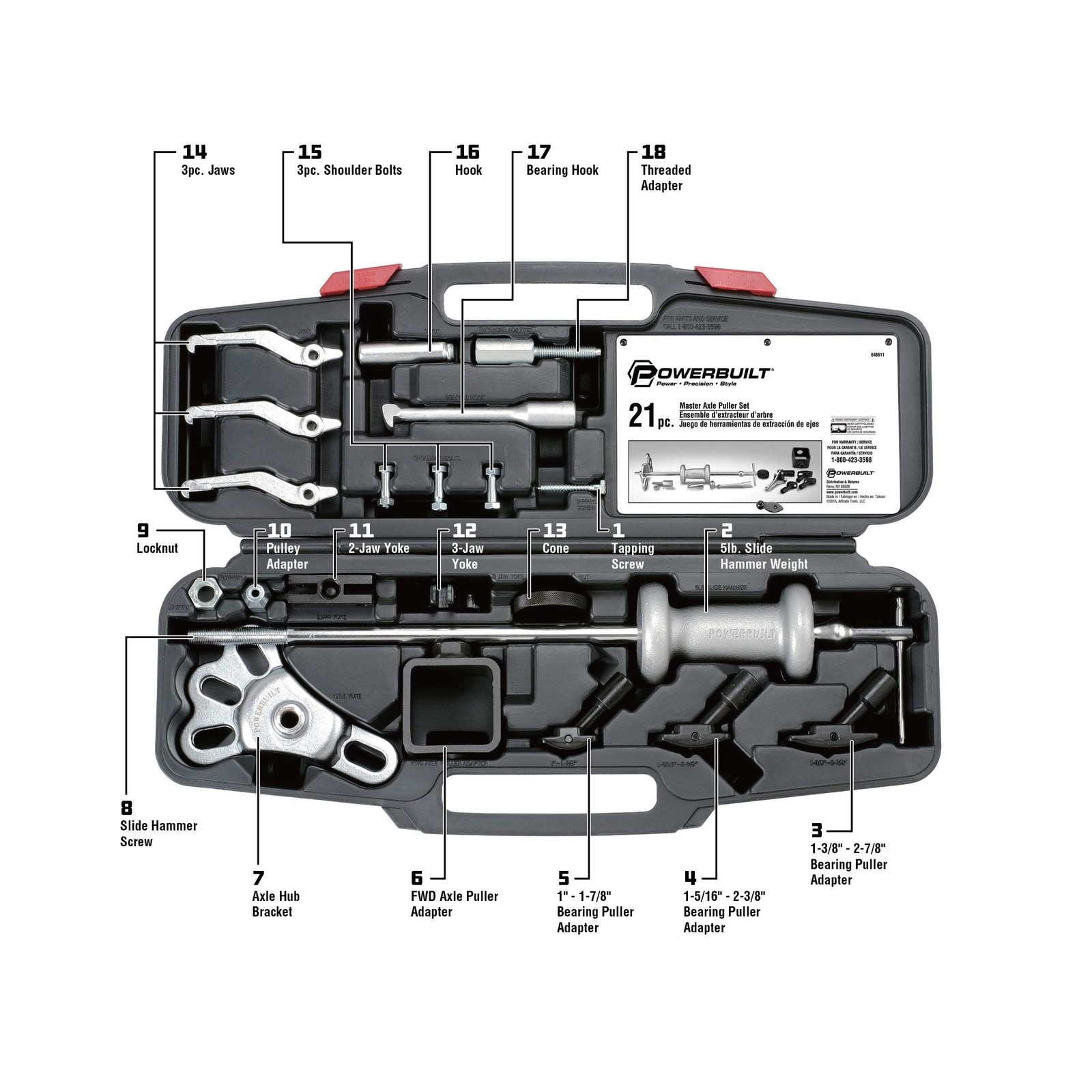 Powerbuilt Master Axle Puller Tool Set, Remove Car Front and Rear, Bearings a...