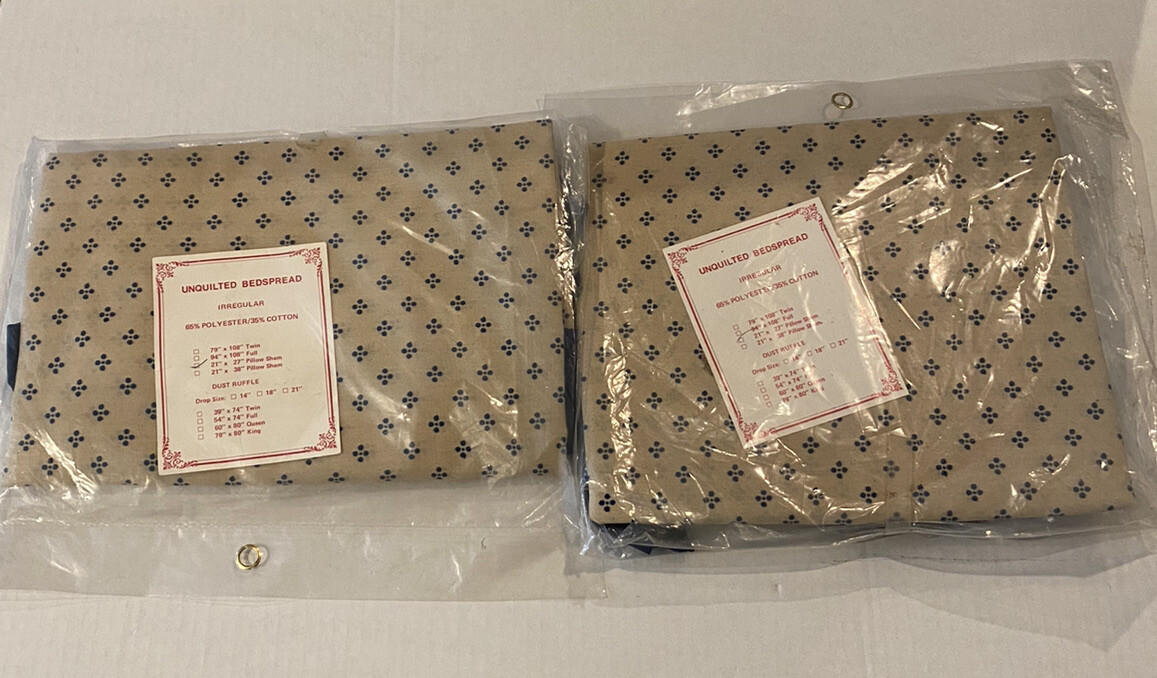 Vintage Pillow Sham Pair New In Plastic 21x27 Unquilted Bedspread