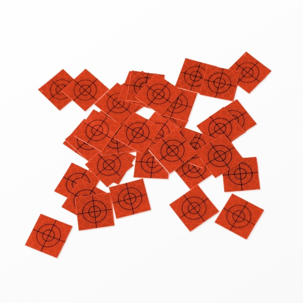 Orange Reflective Targets / Labels (100 No) - 20mm x 20mm !!! Total Station