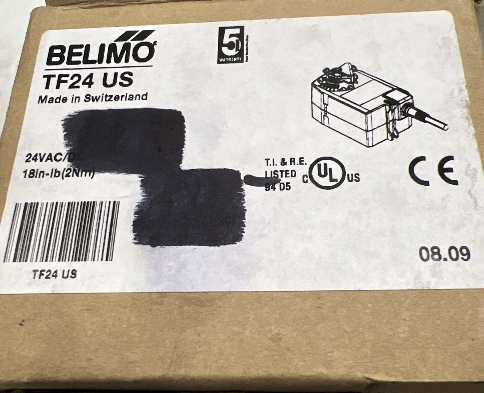 BELIMO TF24 Damper Actuator us - Includes Installation Instructions (reversible)