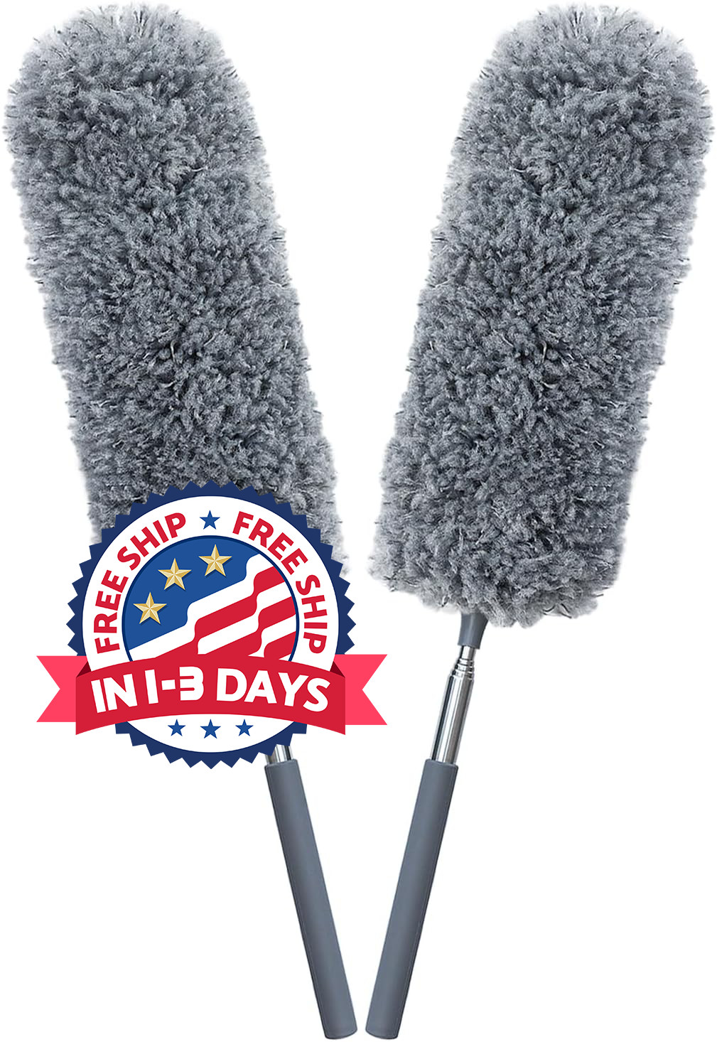 2 Pack Mini Microfiber Feather Duster for Cleaning, with Extendable Pole, Hand W