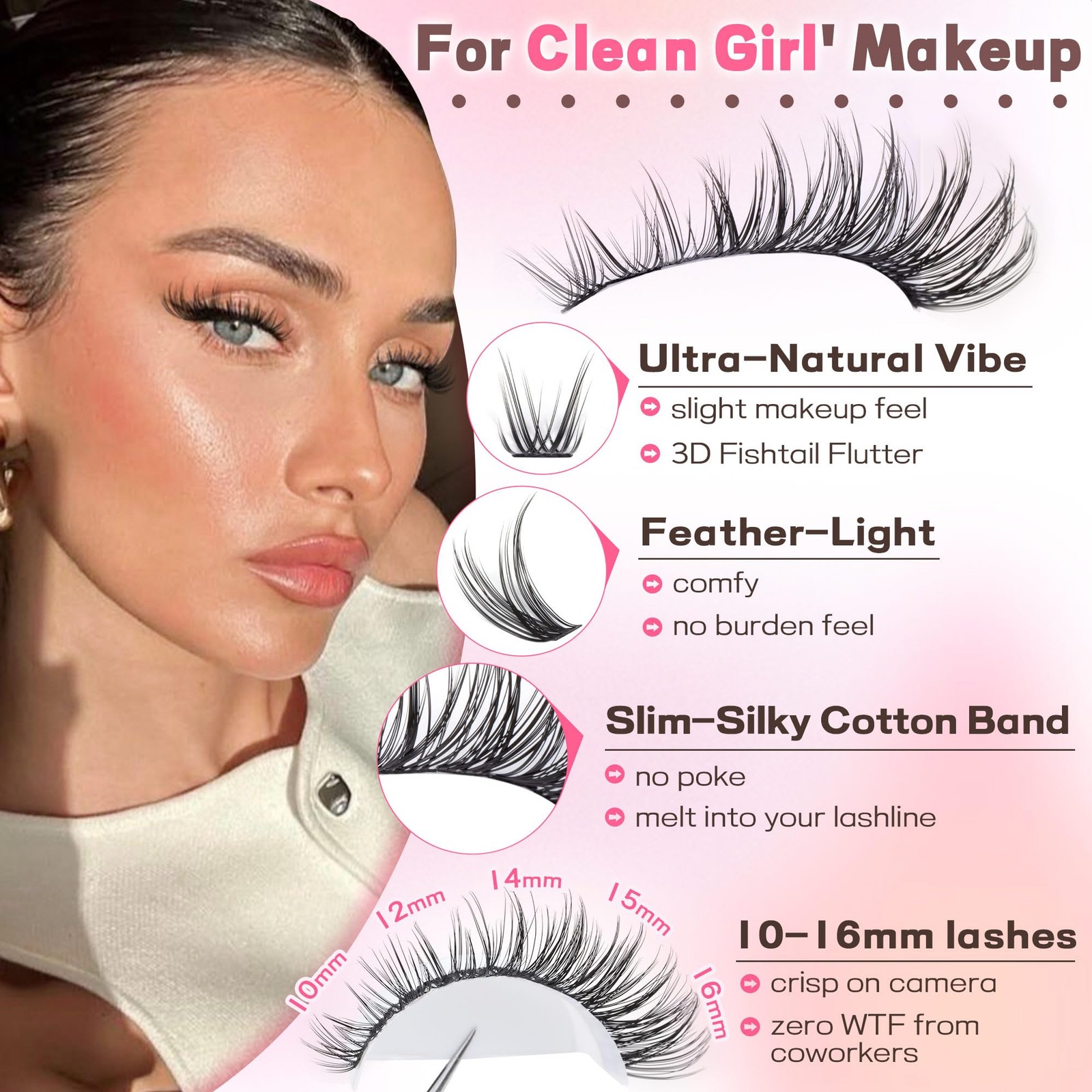 Goddvenus Lash Clusters Kit Wispy Eyelash Lashes Natural DIY black