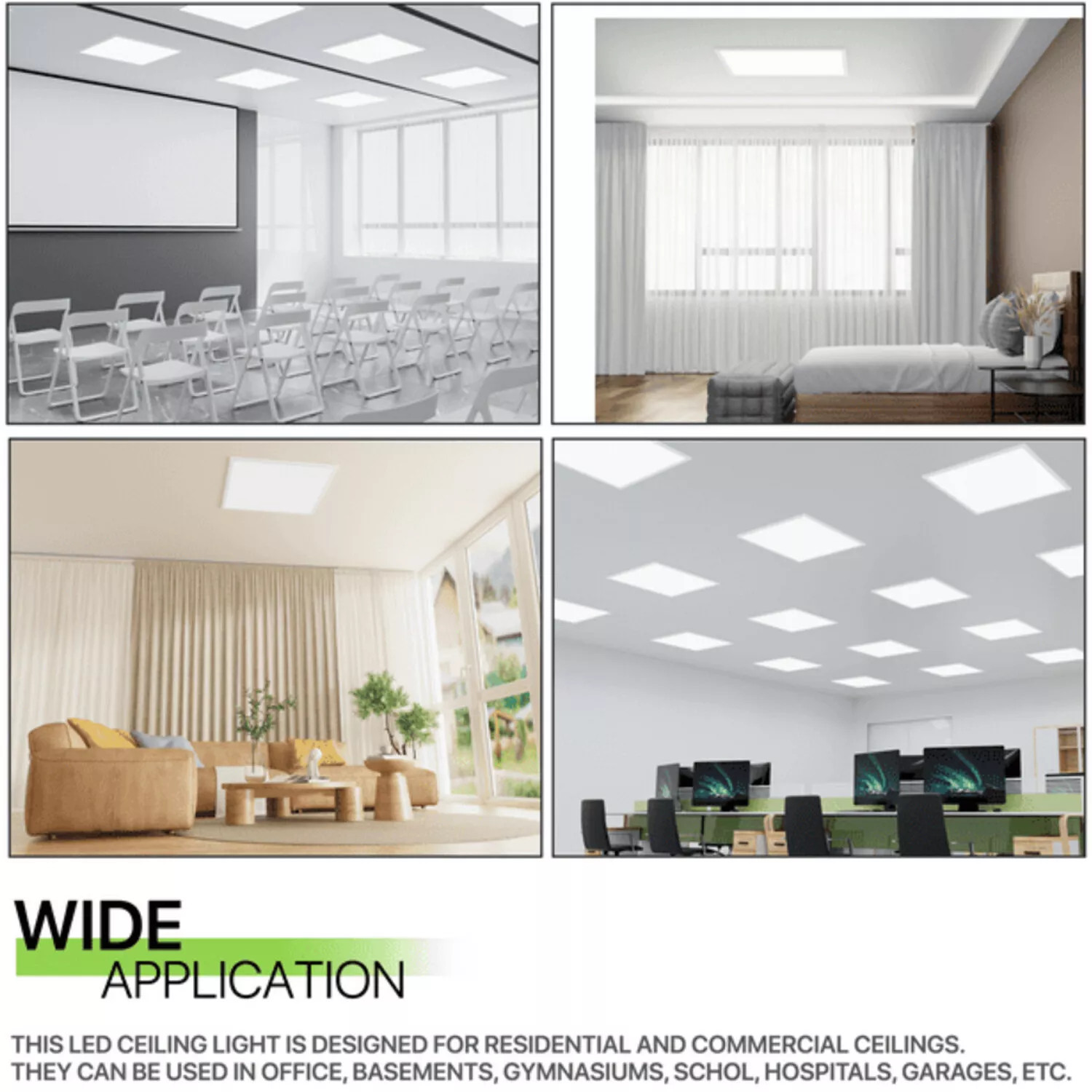 8 Pack 2x2Ft LED Panel Light Drop Ceiling Flat Panel Recessed Troffer Fixtures