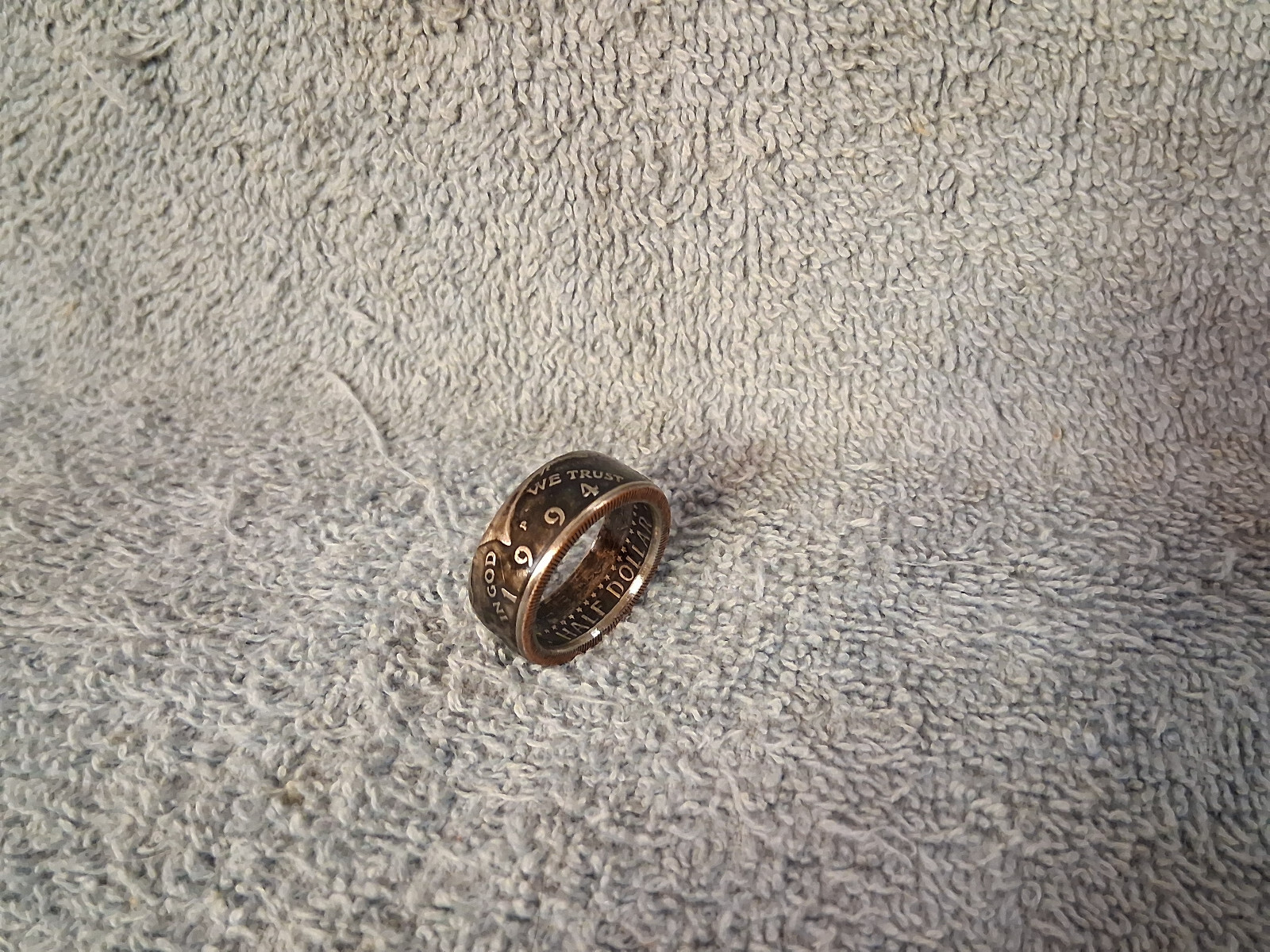 1994 Kennedy Half Dollars  size 9   coin ring  Handmade mixed metals (A)