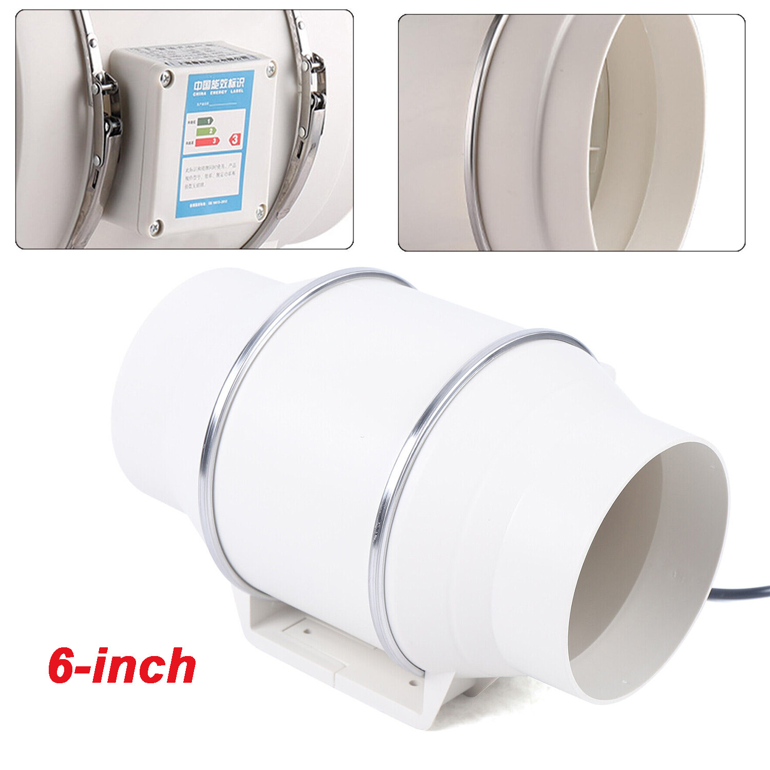 6" Inline Duct Fan 540 CFM Ventilation Exhaust Blower Fans Quiet for Ducting 75W