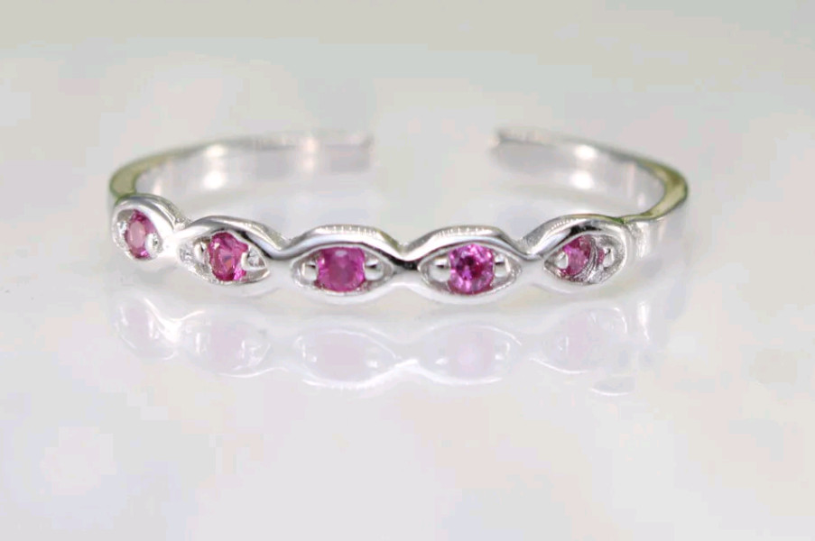 Valentine Gift 1CT Simulated Ruby Designer Charm Adjustable Toe Ring 925 Silver