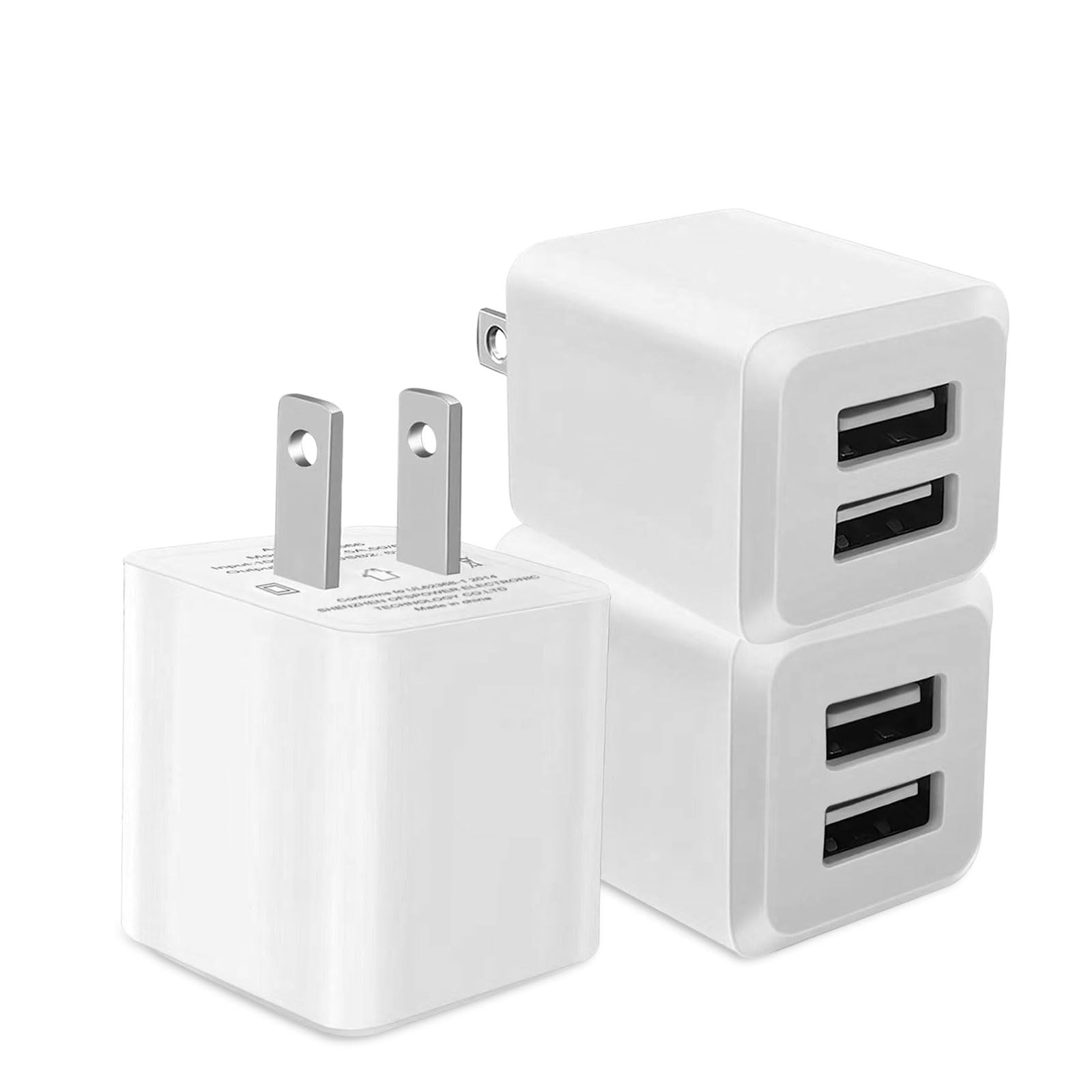 USB Wall Charger, Dual Port Cube Power Adapter Charger Plug Block Charging Bo...